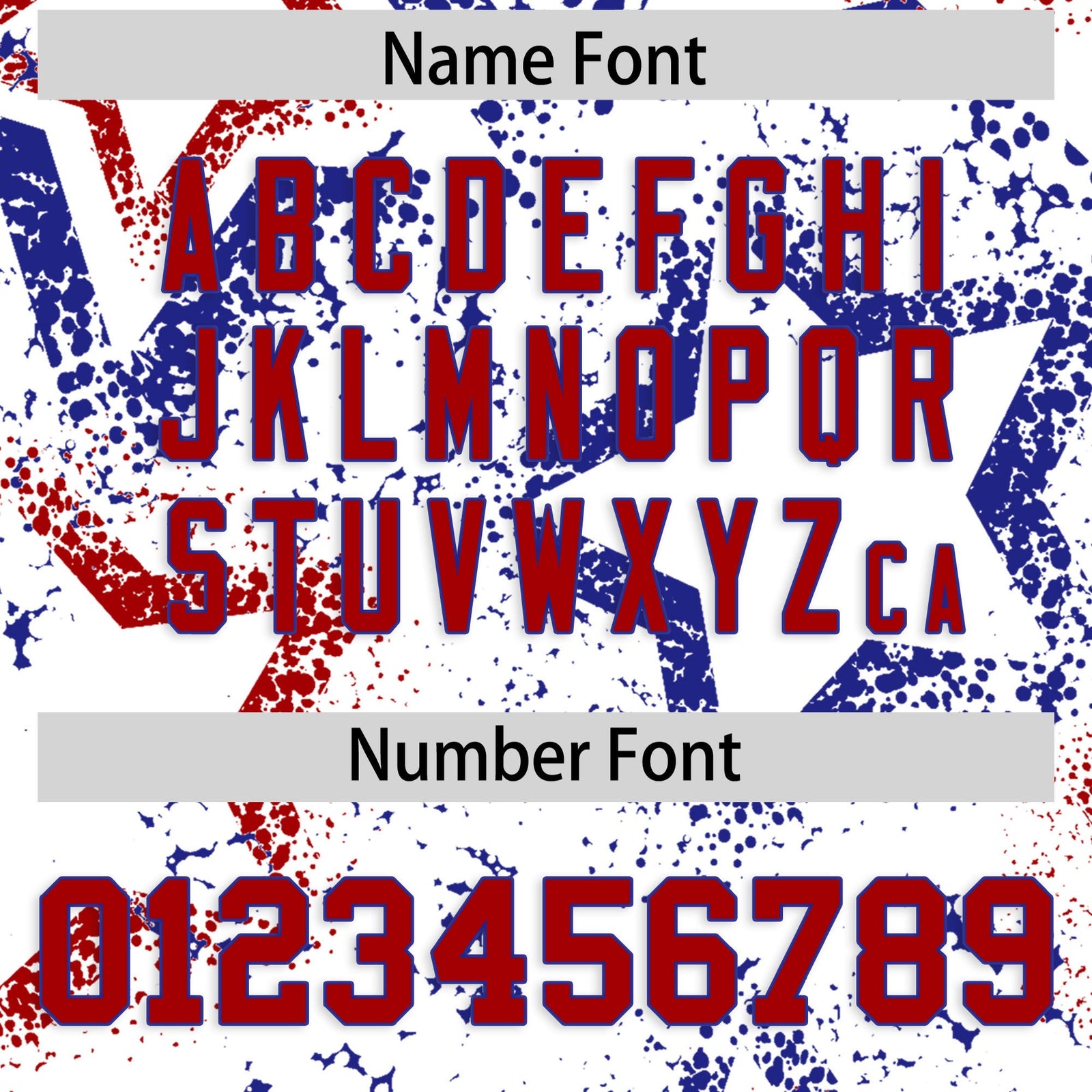 Custom White Royal Blue Red Star-Shaped Ink Texture Graffiti Pattern Baseball Jersey | Sublimation Printed & Stitched,Add Name and Numbern,Perfect for Parties,Perfect for Training | KXKSHOP