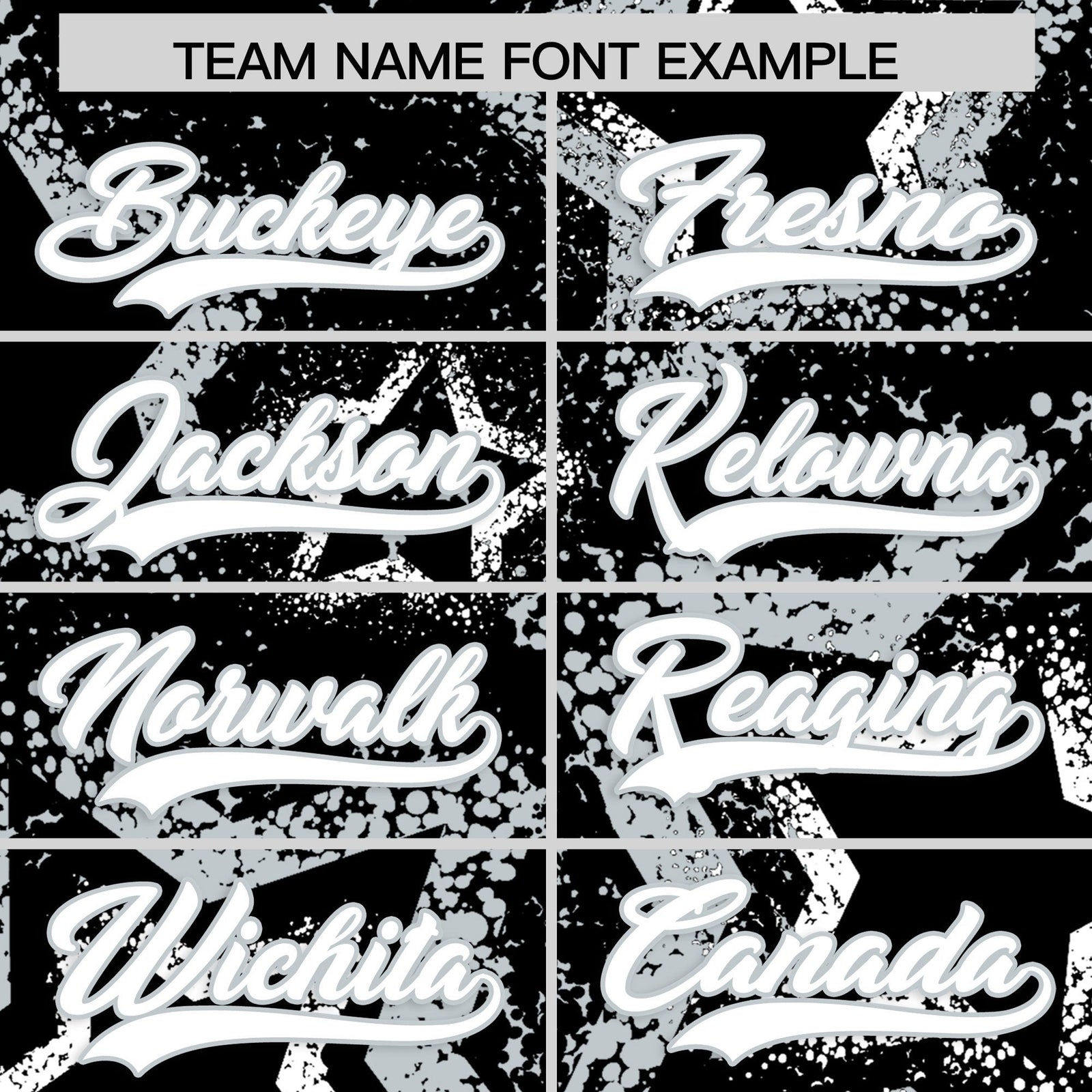 Custom Black White Silver Star-Shaped Ink Texture Graffiti Pattern Baseball Jersey | Sublimation Printed & Stitched,Add Name and Numbern,Perfect for Parties,Perfect for Training | KXKSHOP