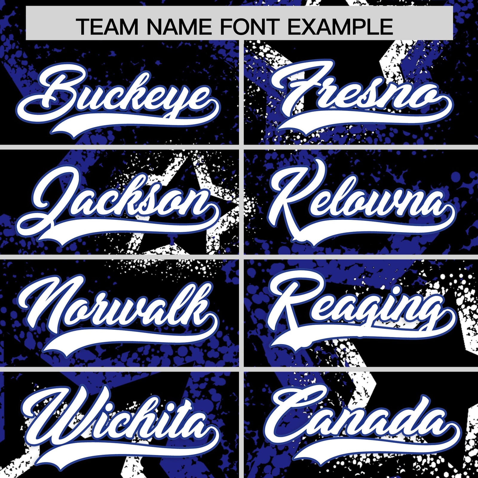 Custom Black White Royal Blue Star-Shaped Ink Texture Graffiti Pattern Baseball Jersey | Sublimation Printed & Stitched,Add Name and Numbern,Perfect for Parties,Perfect for Training | KXKSHOP