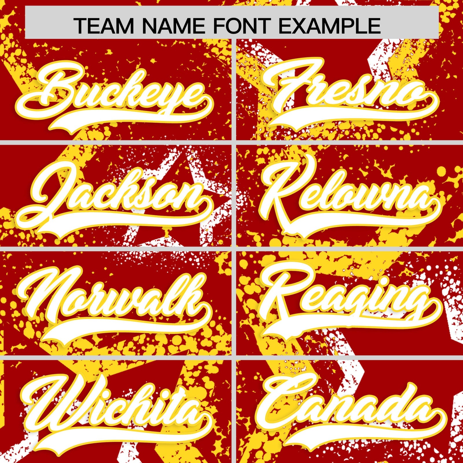 Custom Red White Gold Star-Shaped Ink Texture Graffiti Pattern Baseball Jersey | Sublimation Printed & Stitched,Add Name and Numbern,Perfect for Parties,Perfect for Training | KXKSHOP