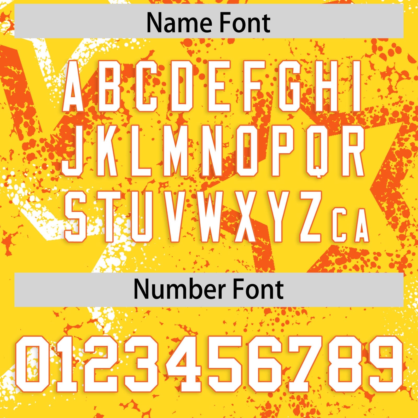 Custom Gold Orange White Star-Shaped Ink Texture Graffiti Pattern Baseball Jersey | Sublimation Printed & Stitched,Add Name and Numbern,Perfect for Parties,Perfect for Training | KXKSHOP