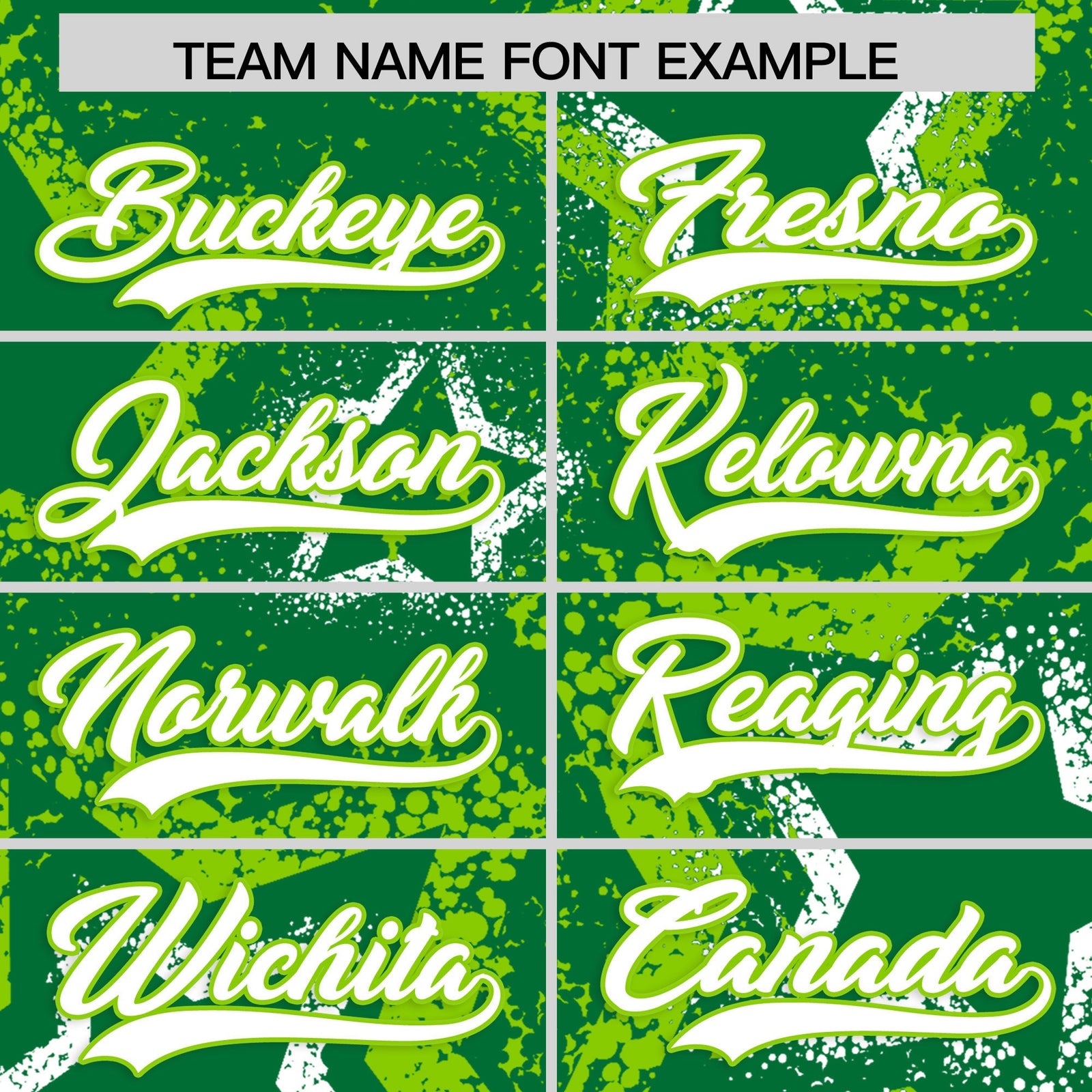 Custom Kelly Green White Neon Green Star-Shaped Ink Texture Graffiti Pattern Baseball Jersey | Sublimation Printed & Stitched,Add Name and Numbern,Perfect for Parties,Perfect for Training | KXKSHOP