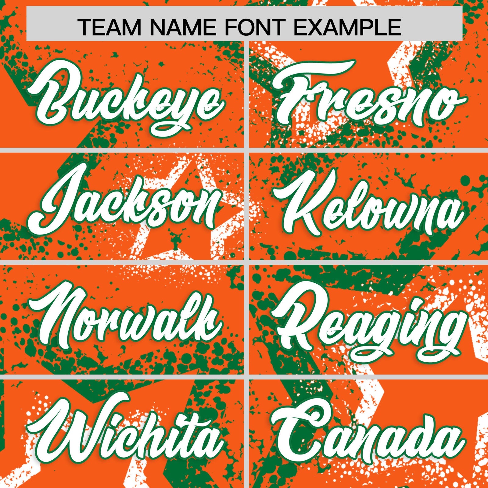 Custom Orange Kelly Green White Star-Shaped Ink Texture Graffiti Pattern Baseball Jersey | Sublimation Printed & Stitched,Add Name and Numbern,Perfect for Parties,Perfect for Training | KXKSHOP