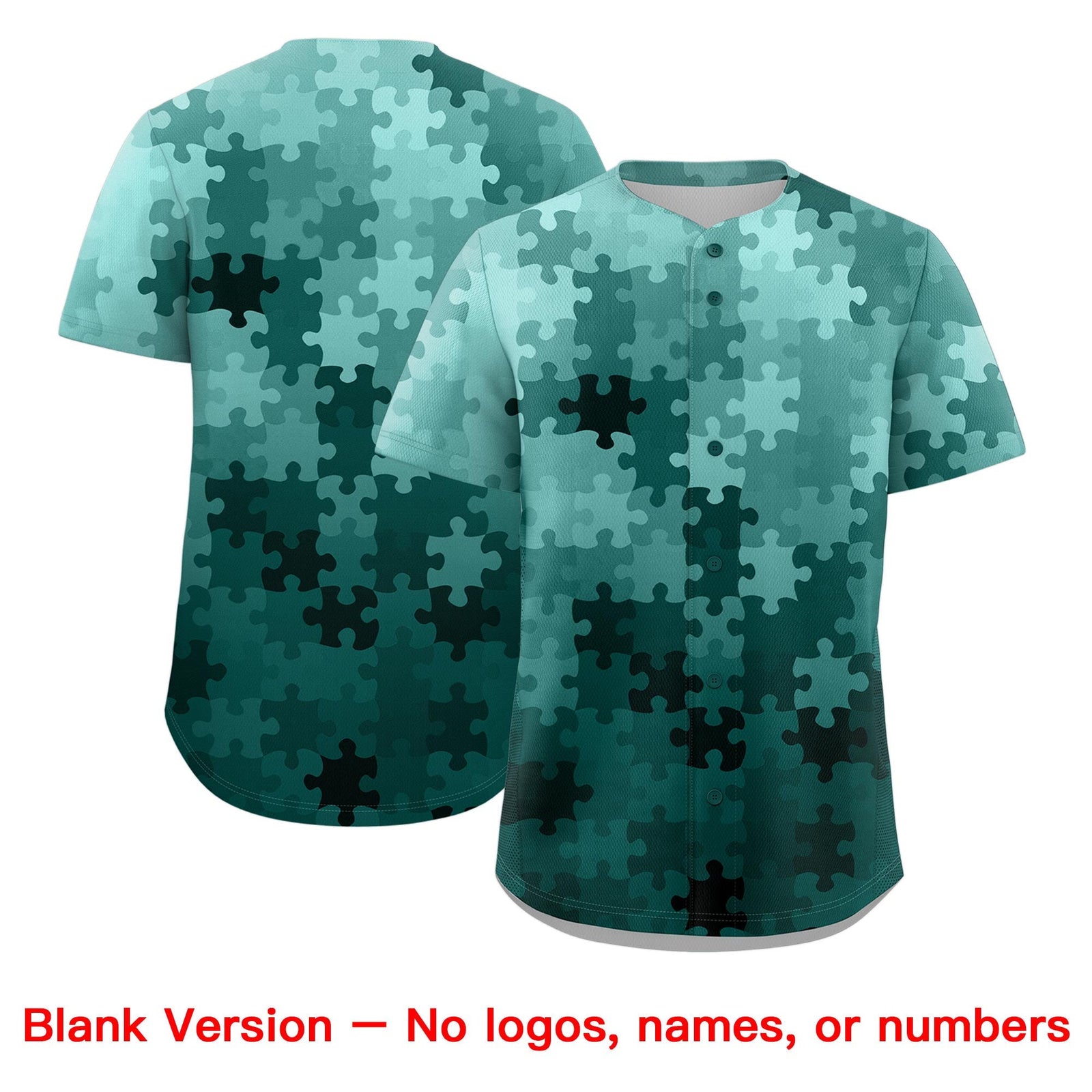 Custom Aqua Black White Puzzle Elements Baseball Jersey | Sublimation Printed & Stitched,Add Name and Numbern,Perfect for Teams | KXKSHOP