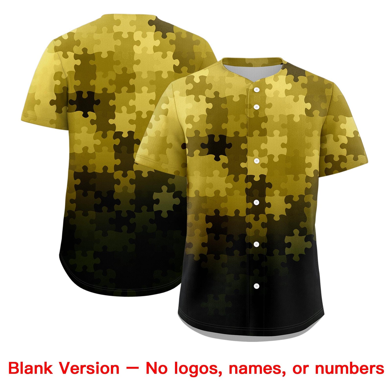 Custom Old Gold White Black Puzzle Elements Baseball Jersey | Sublimation Printed & Stitched,Add Name and Numbern,Perfect for Teams | KXKSHOP