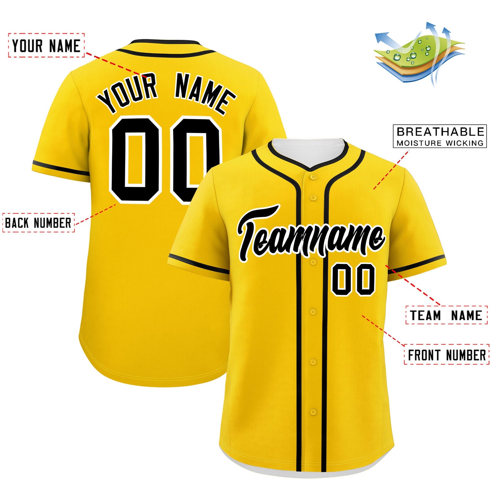 Custom Gold Black Personalized Classic Authentic Baseball Jersey