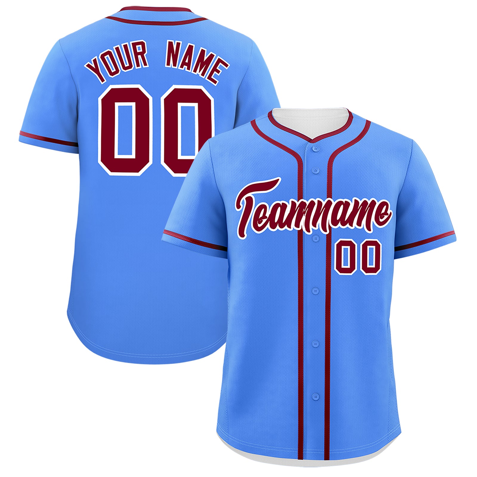 Custom Powder Blue Crimson Personalized Classic Authentic Baseball Jersey