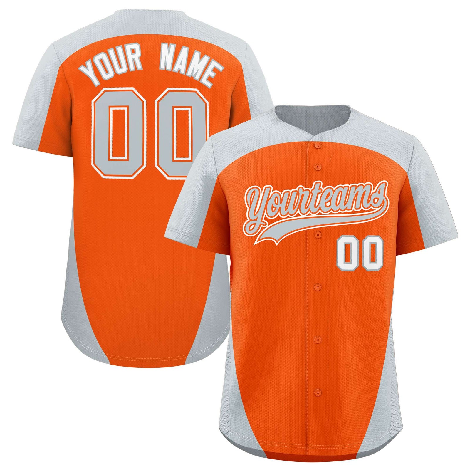 Custom Orange Silver Personalized Edge Color Block Authentic Baseball Jersey