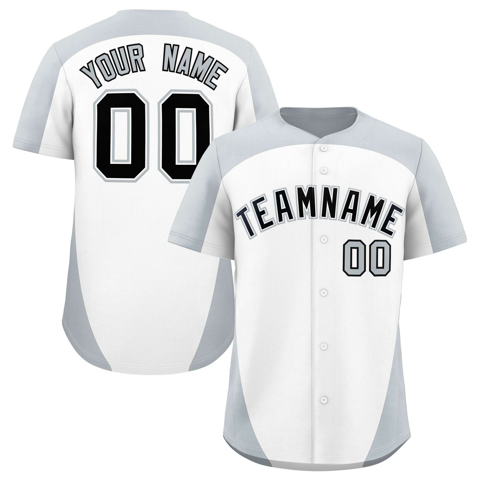 Custom White Silver Personalized Edge Color Block Authentic Baseball Jersey