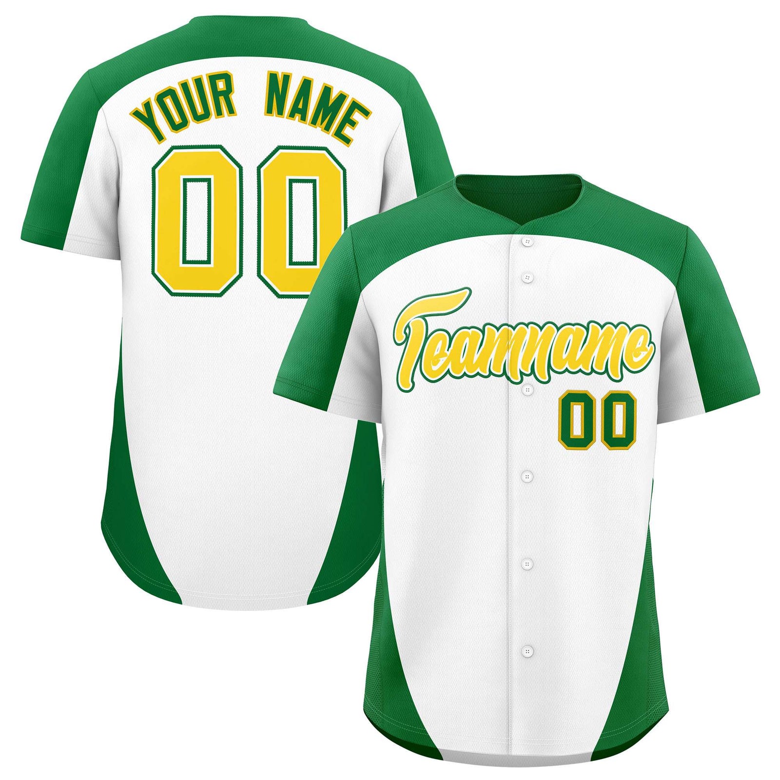 Custom White Kelly Green Personalized Edge Color Block Authentic Baseball Jersey