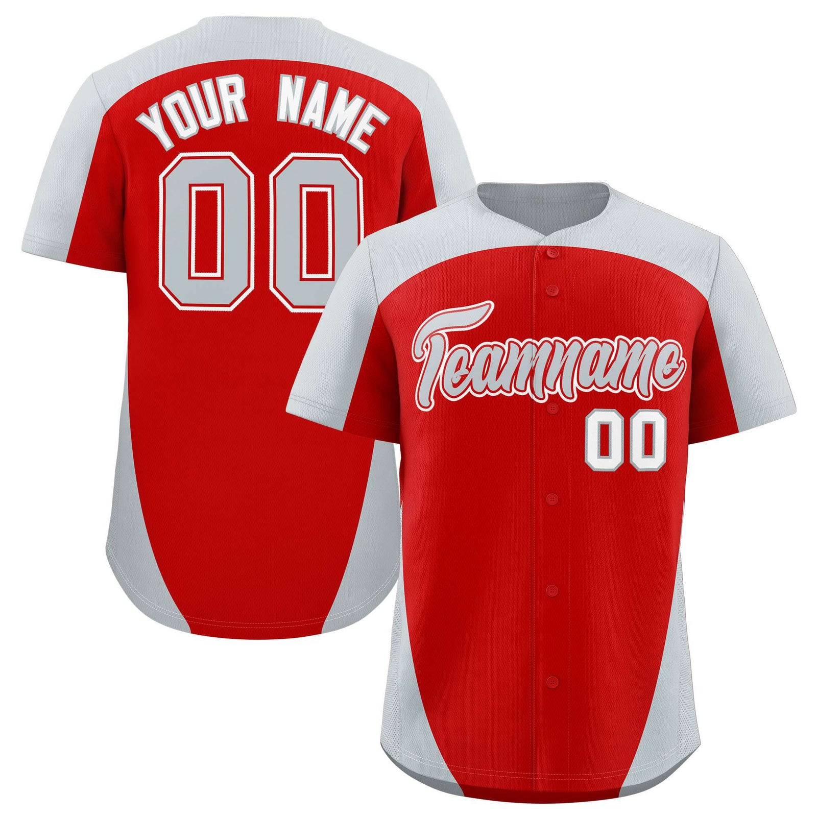 Custom Red Silver Personalized Edge Color Block Authentic Baseball Jersey