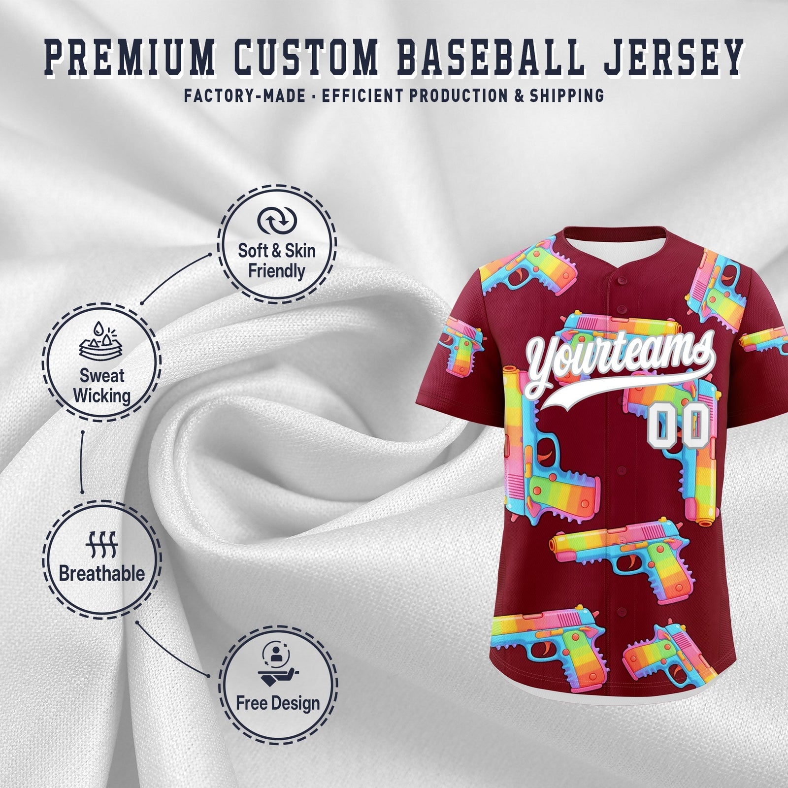 Custom Youth Baseball Jersey Crimson White Sugar-Coated Firepower Graffiti Pattern Hip-hop