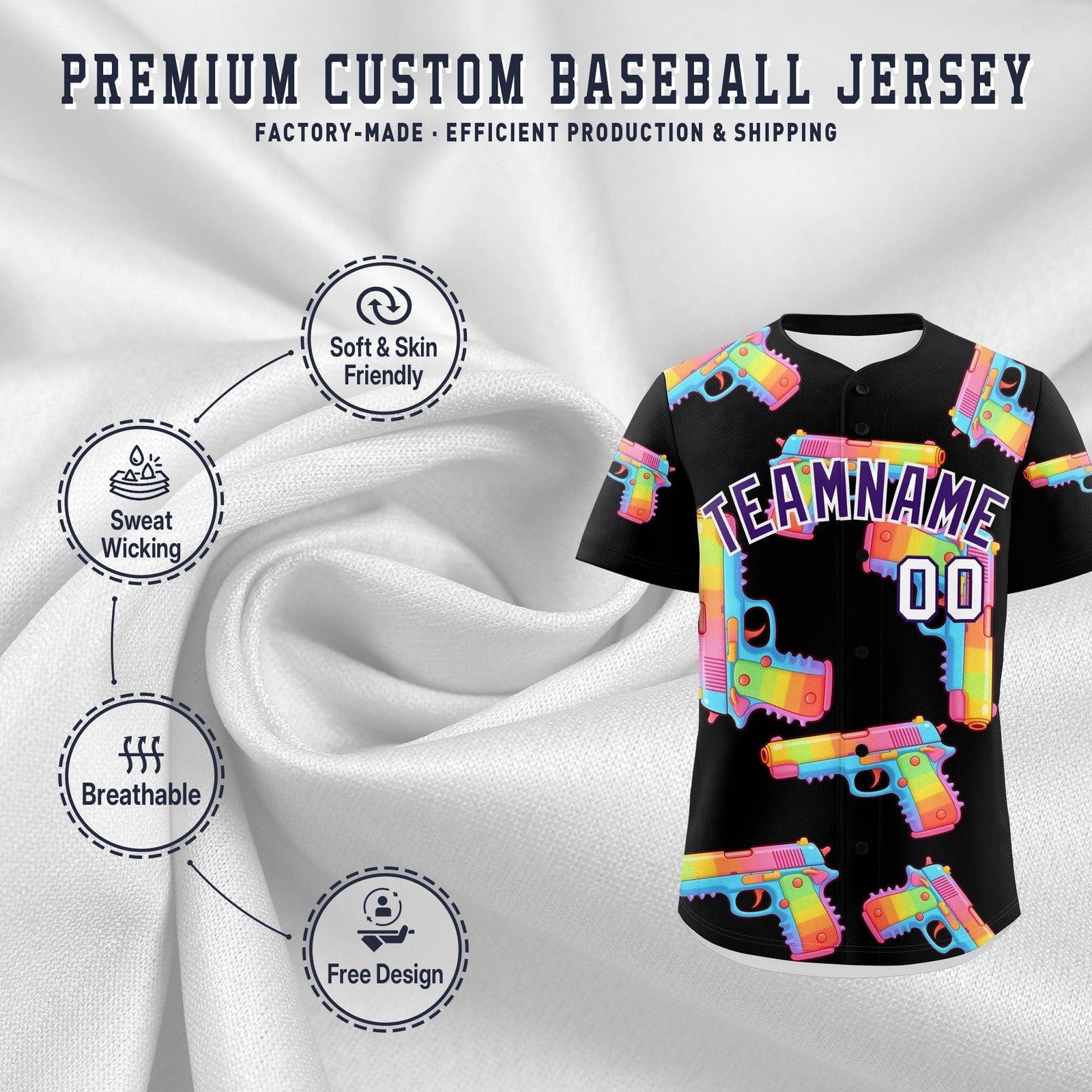 Custom Youth Baseball Jersey Black Purple Sugar-Coated Firepower Graffiti Pattern Street Style