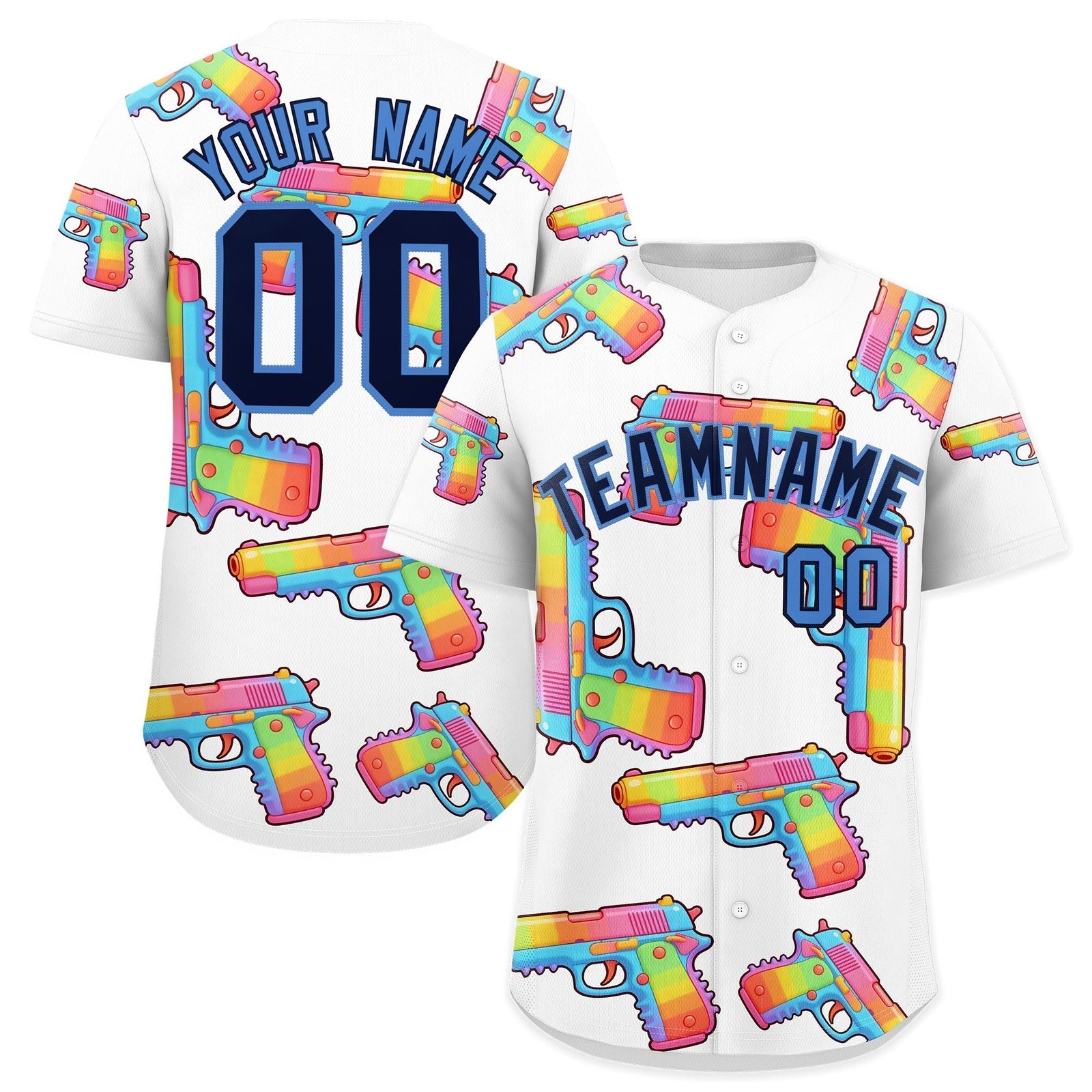 Custom Youth Baseball Jersey White Navy Sugar-Coated Firepower Graffiti Pattern Urban Fashion