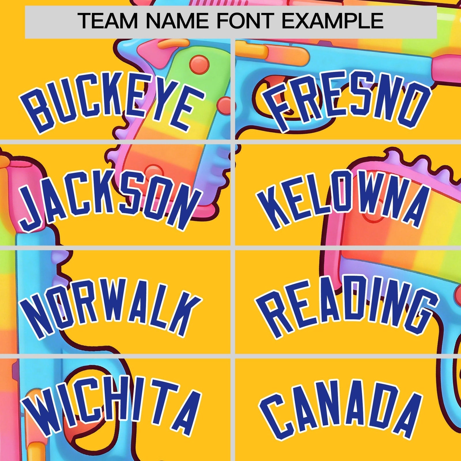 Custom Youth Baseball Jersey Yellow Royal Blue Sugar-Coated Firepower Graffiti Pattern Street Style