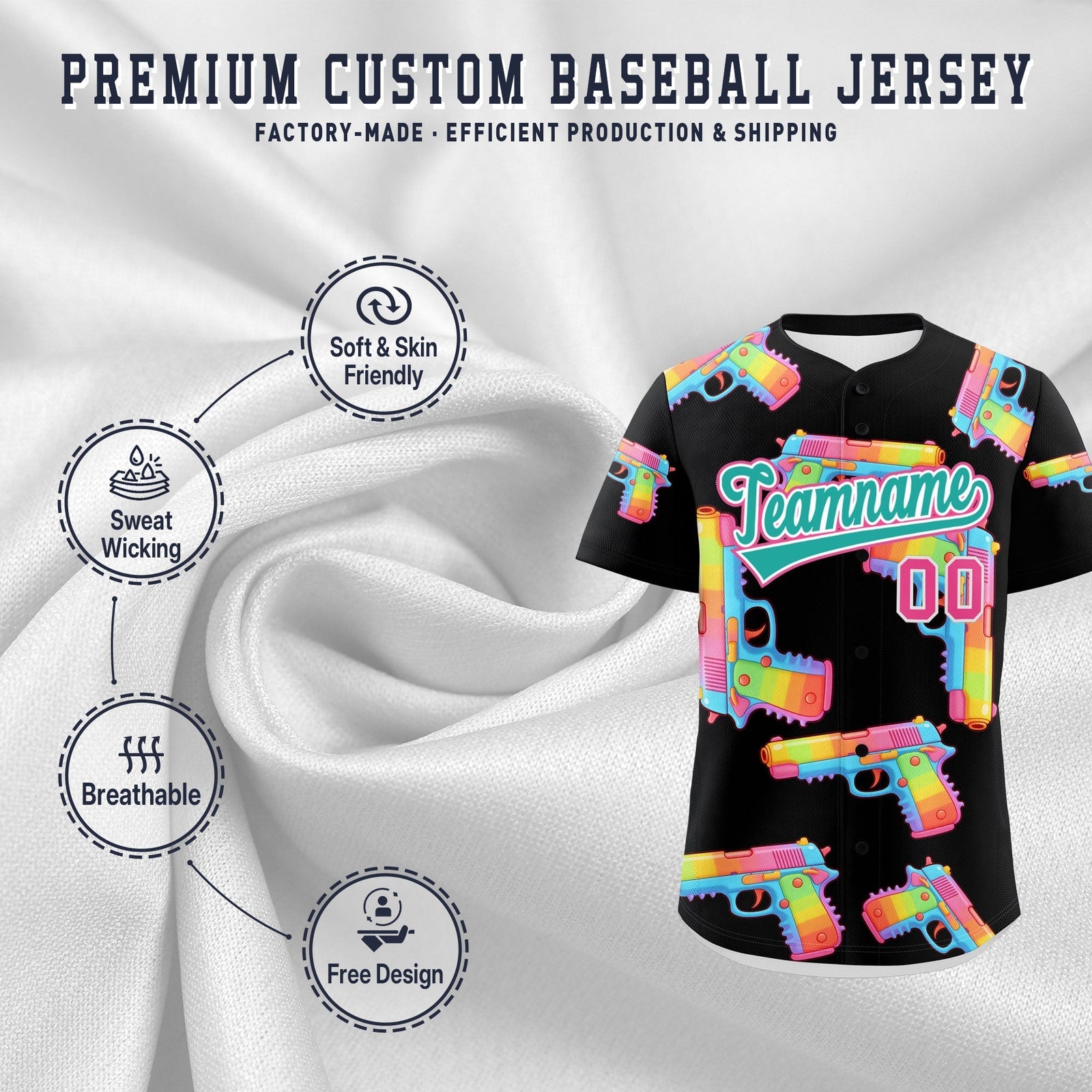 Custom Youth Baseball Jersey Black Aqua Sugar-Coated Firepower Graffiti Pattern Urban Fashion
