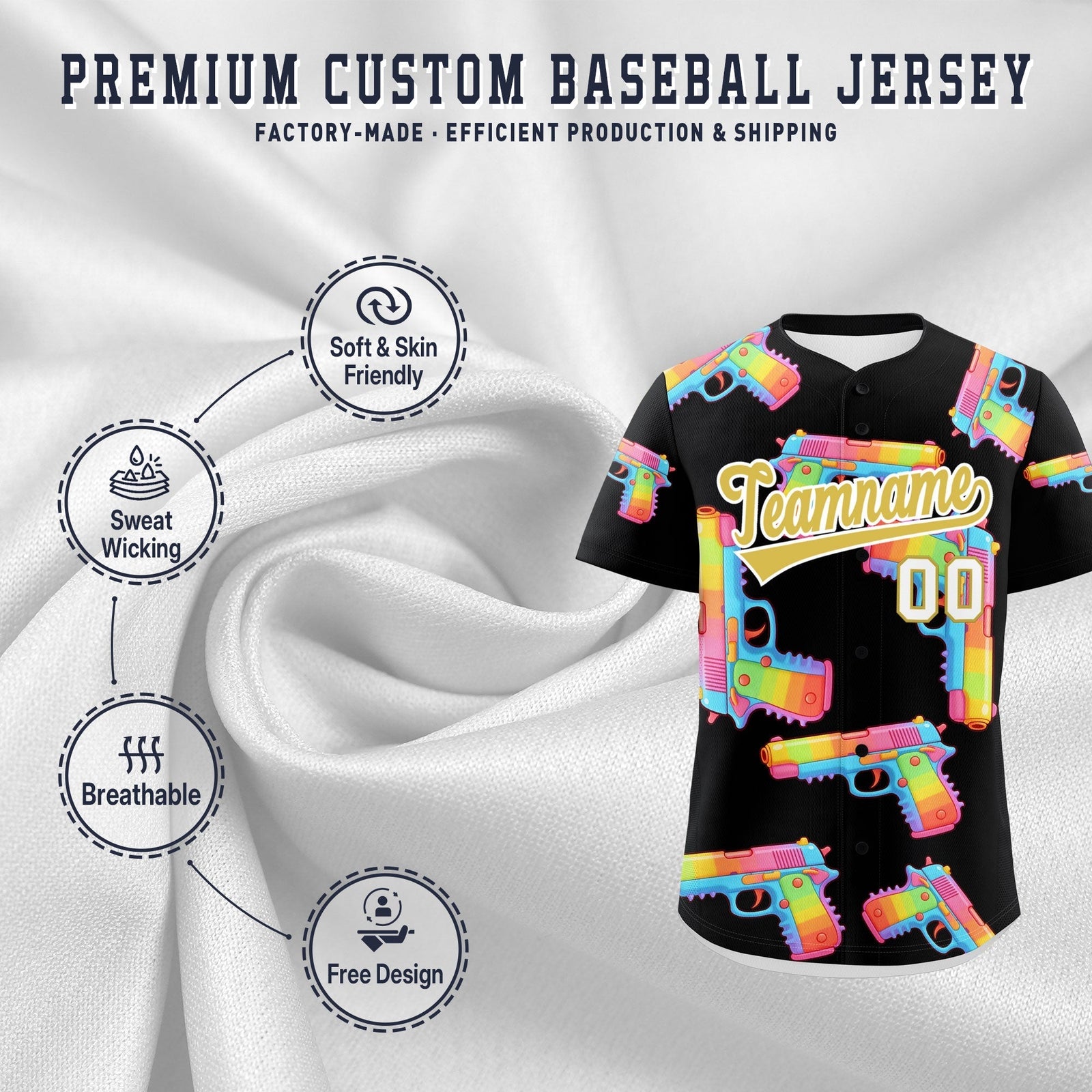 Custom Youth Baseball Jersey Black Old Gold Sugar-Coated Firepower Graffiti Pattern Street Style