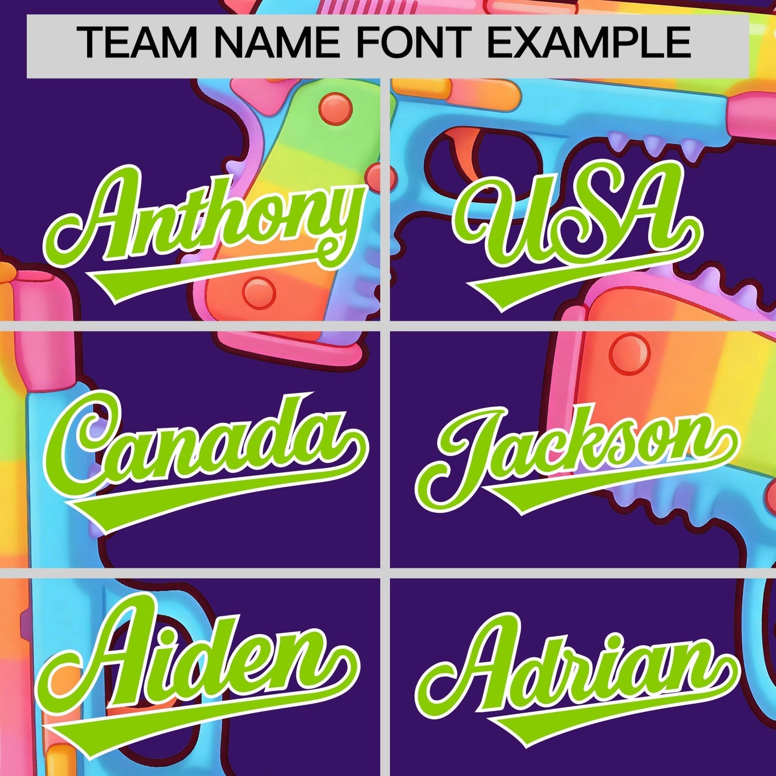 Custom Youth Baseball Jersey Purple Neon Green Sugar-Coated Firepower Graffiti Pattern Urban Fashion