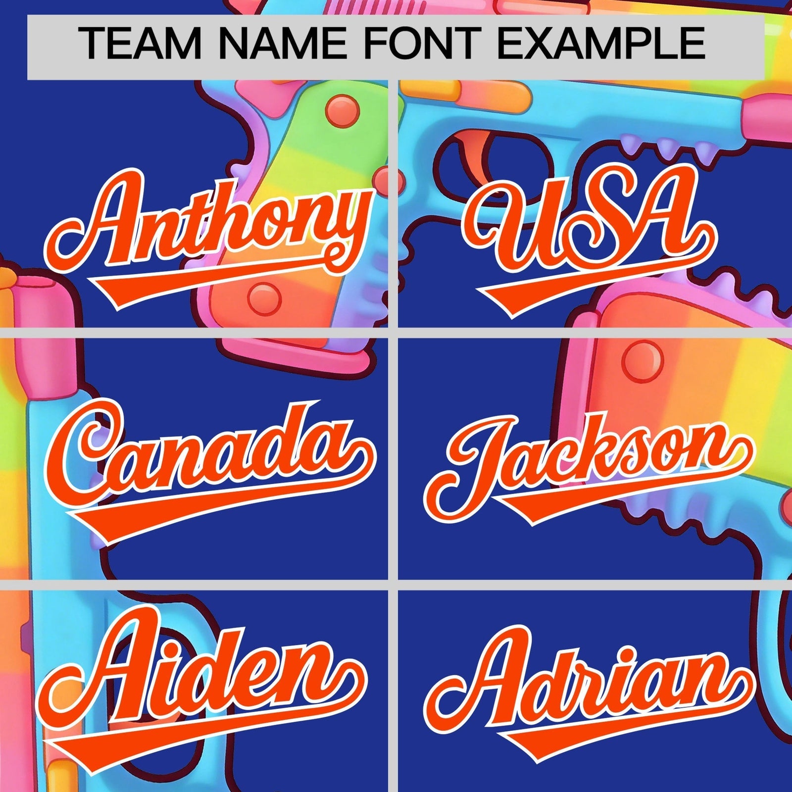 Custom Youth Baseball Jersey Royal Blue Orange Sugar-Coated Firepower Graffiti Pattern Street Style