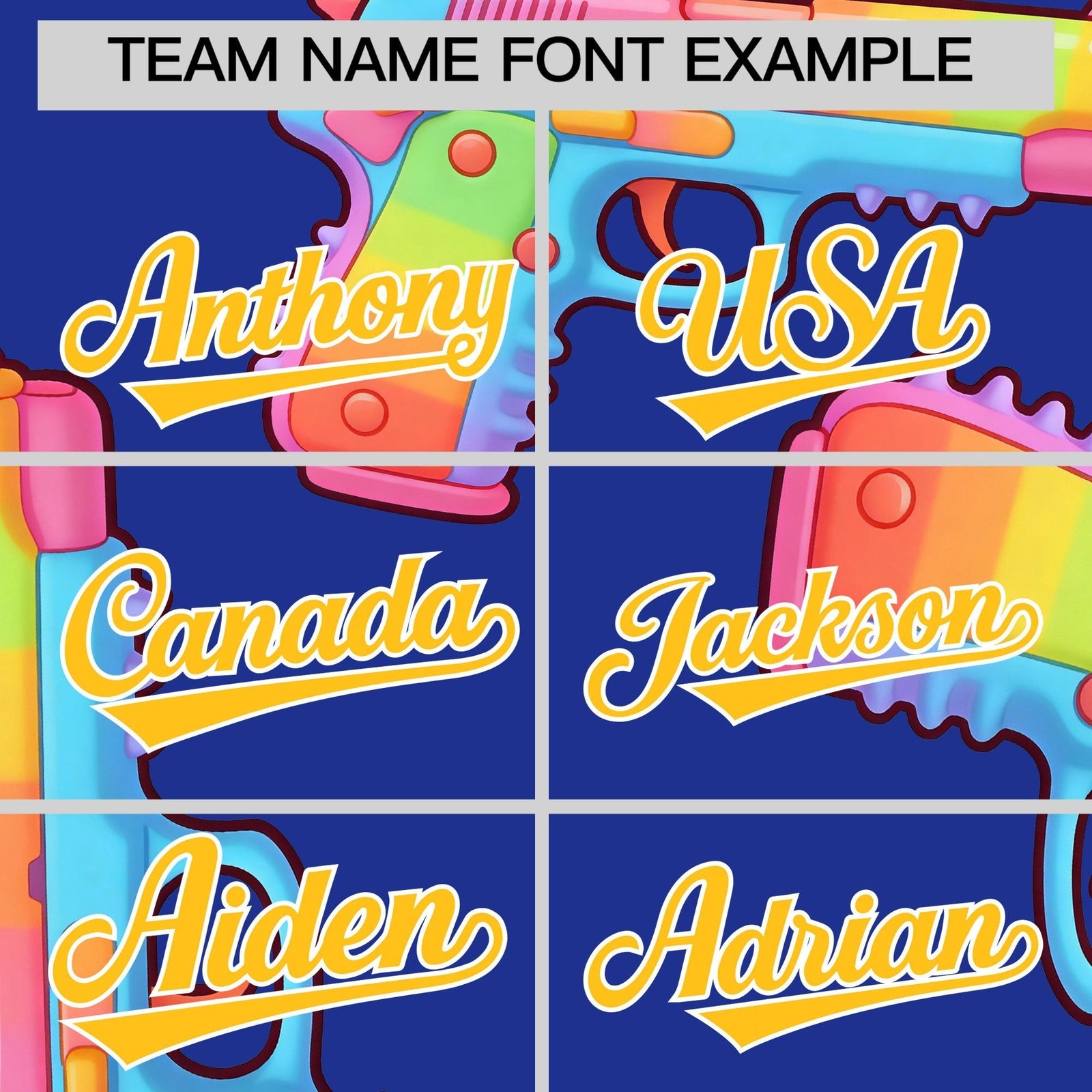 Custom Youth Baseball Jersey Royal Blue Yellow Sugar-Coated Firepower Graffiti Pattern Hip-hop
