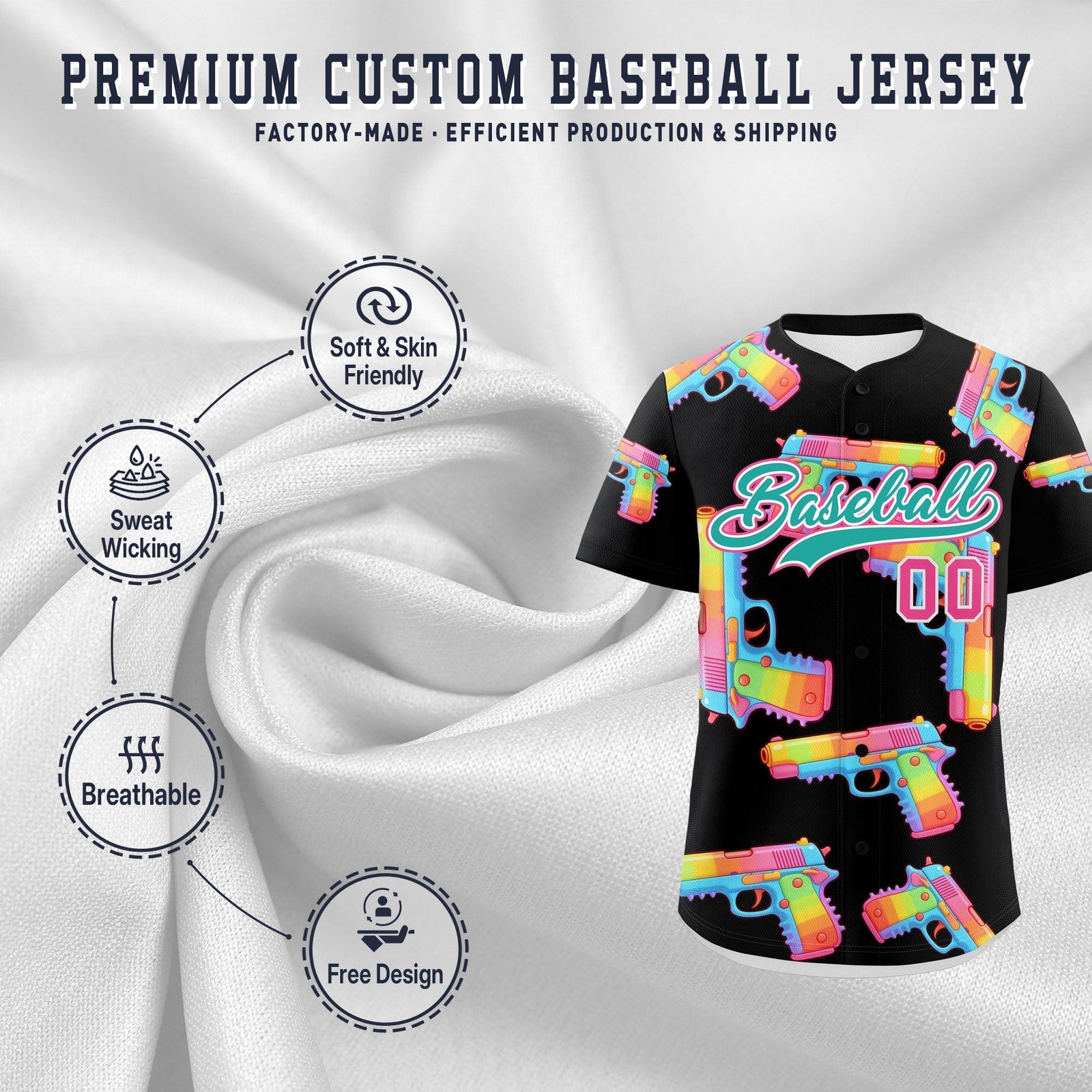 Custom Youth Baseball Jersey Black Aqua Sugar-Coated Firepower Graffiti Pattern Urban Fashion