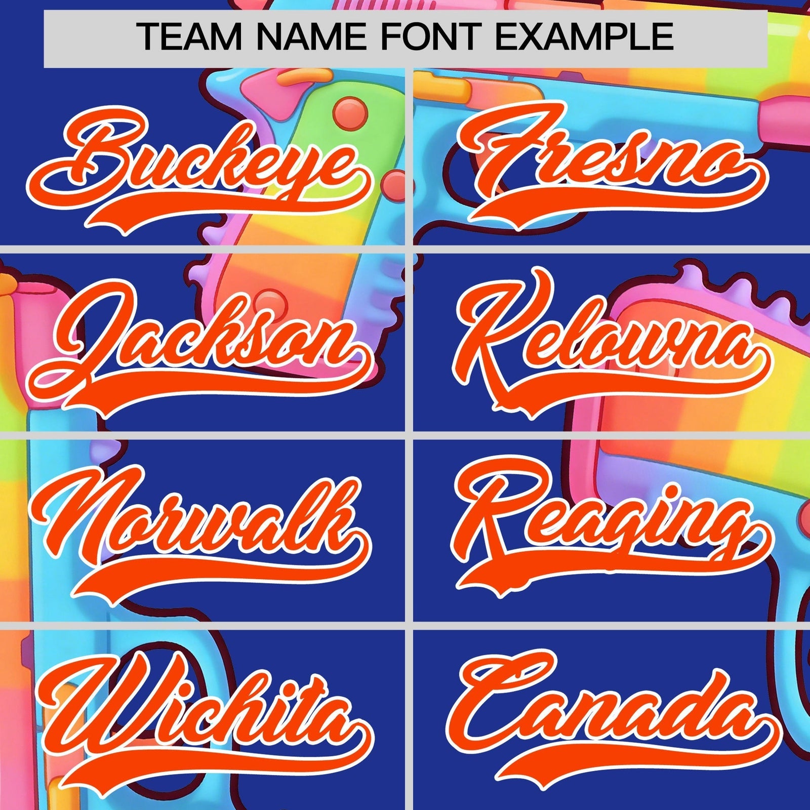 Custom Youth Baseball Jersey Royal Blue Orange Sugar-Coated Firepower Graffiti Pattern Street Style