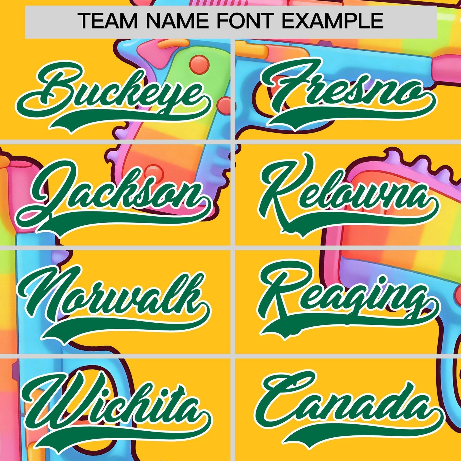 Custom Youth Baseball Jersey Yellow Kelly Green Sugar-Coated Firepower Graffiti Pattern Urban Fashion
