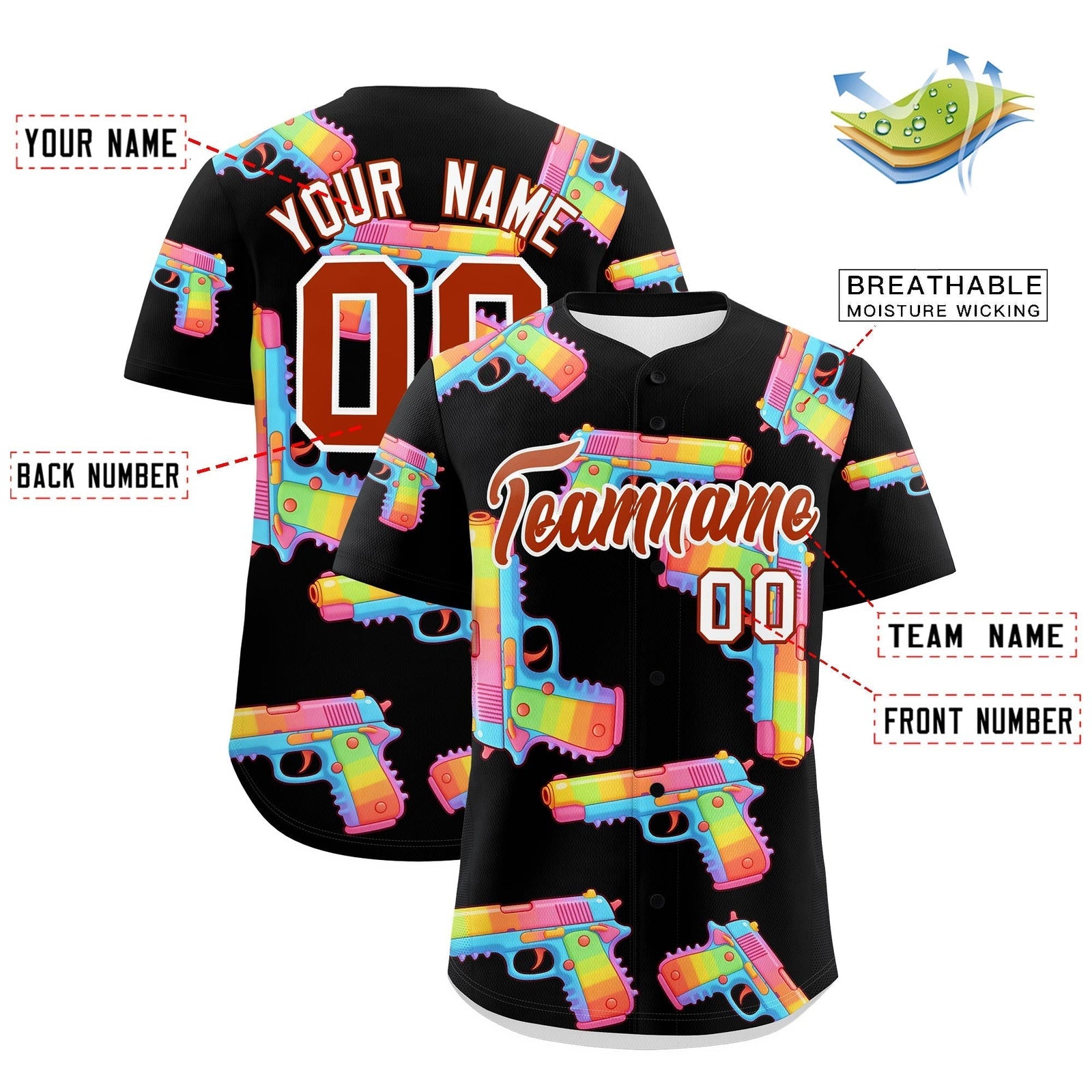 Custom Youth Baseball Jersey Black Dark Orange Sugar-Coated Firepower Graffiti Pattern Urban Fashion