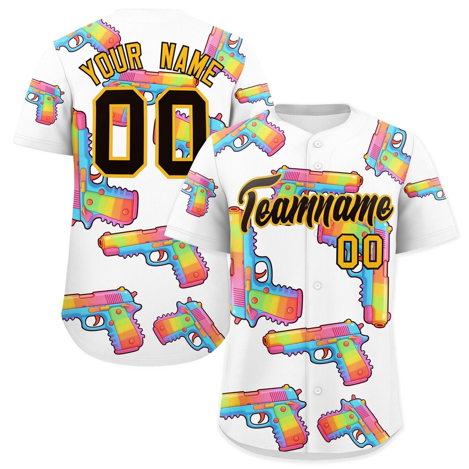 Custom Youth Baseball Jersey White Black Sugar-Coated Firepower Graffiti Pattern Hip-hop