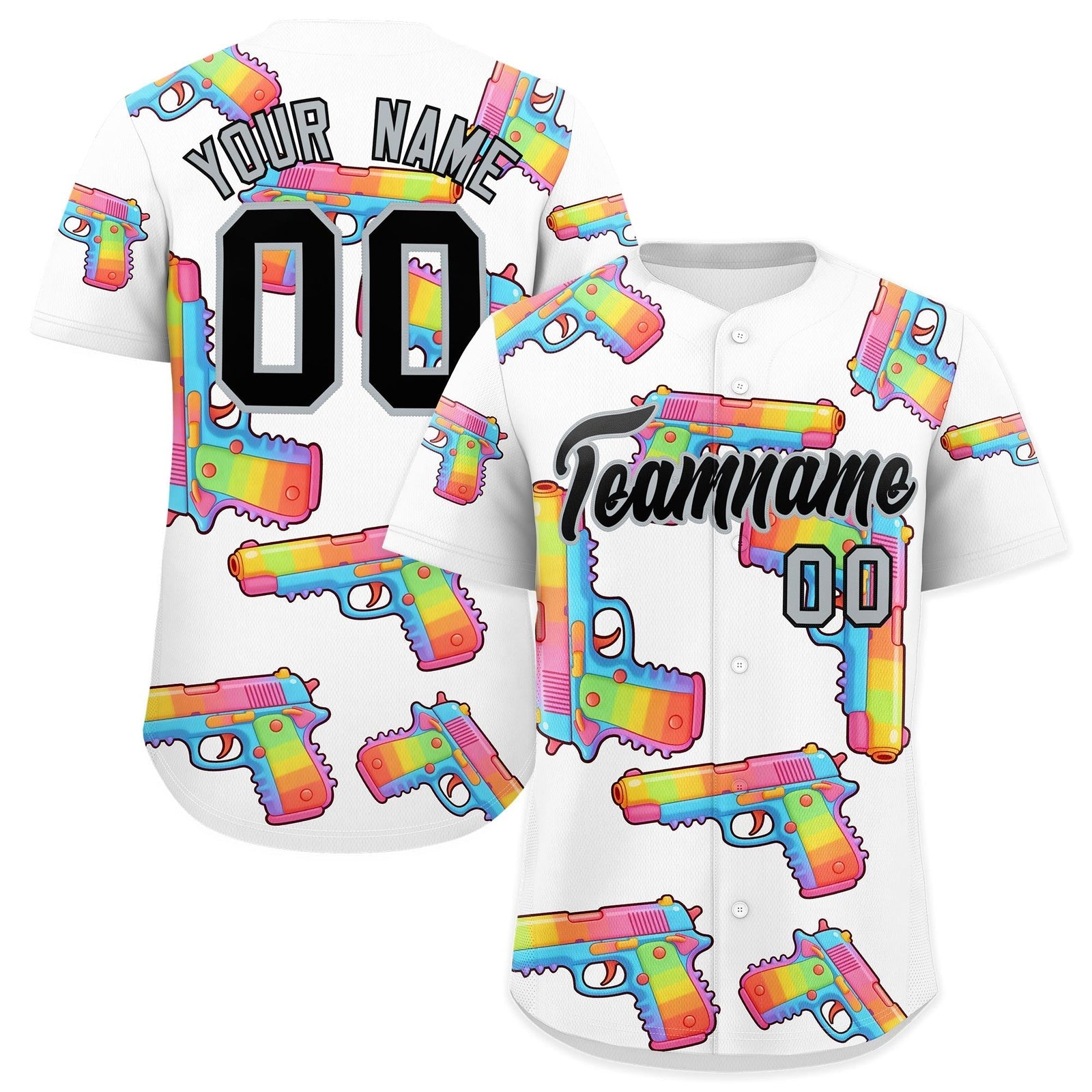 Custom Youth Baseball Jersey White Black Sugar-Coated Firepower Graffiti Pattern Hip-hop