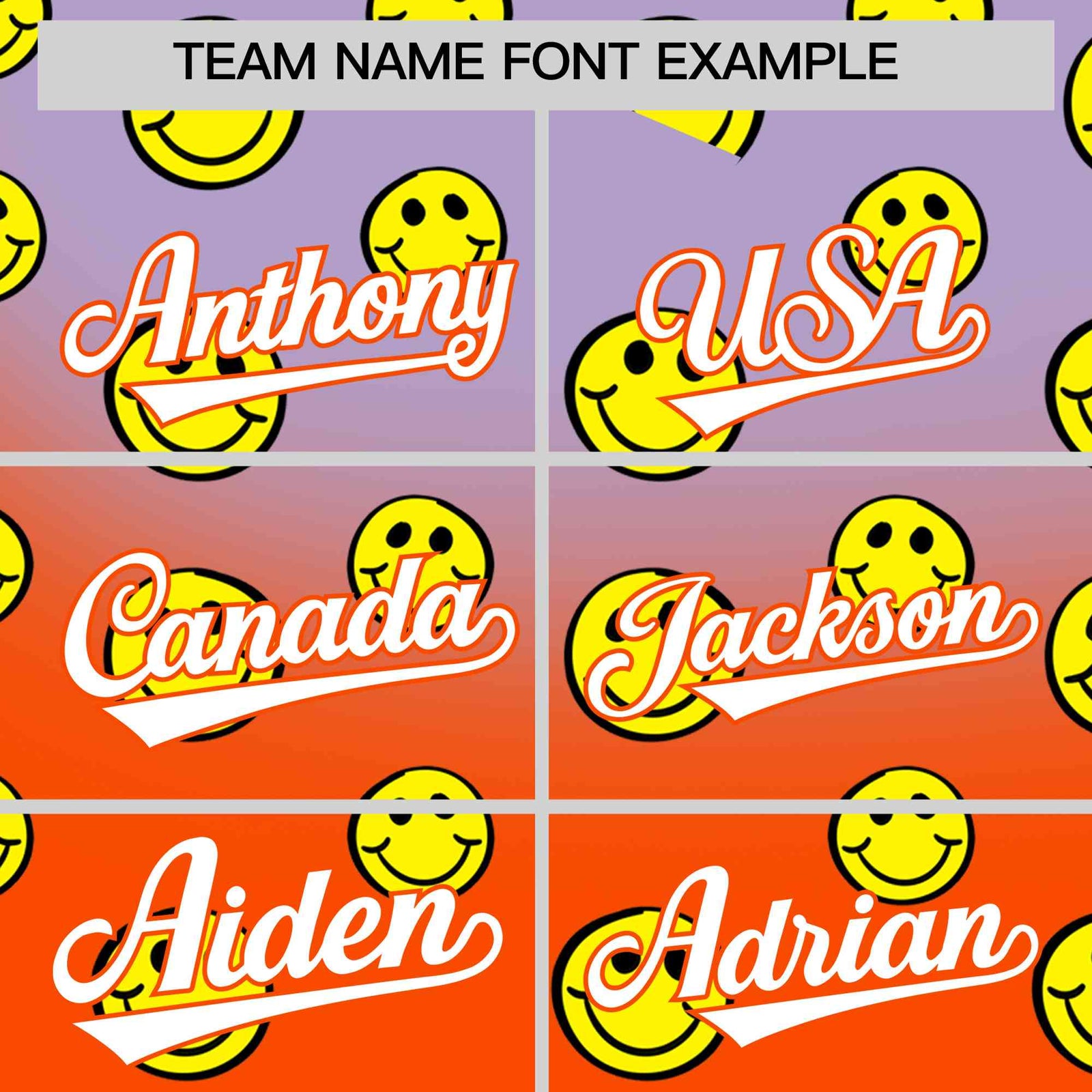 Custom Light Purple Orange Graffiti Gradient Pattern Authentic Smile Baseball Jersey