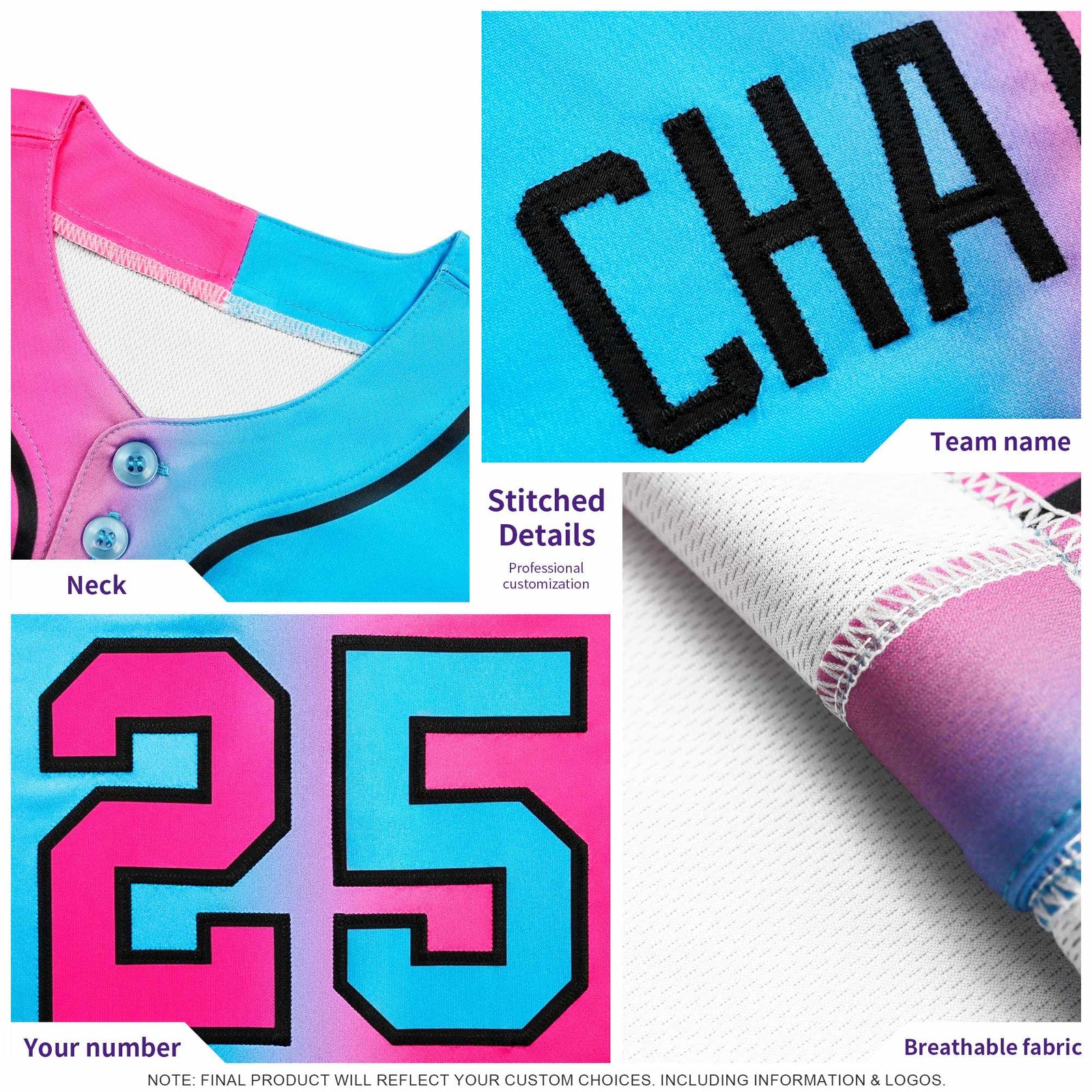 Custom Orange Aqua Graffiti Gradient Pattern Authentic Smile Baseball Jersey