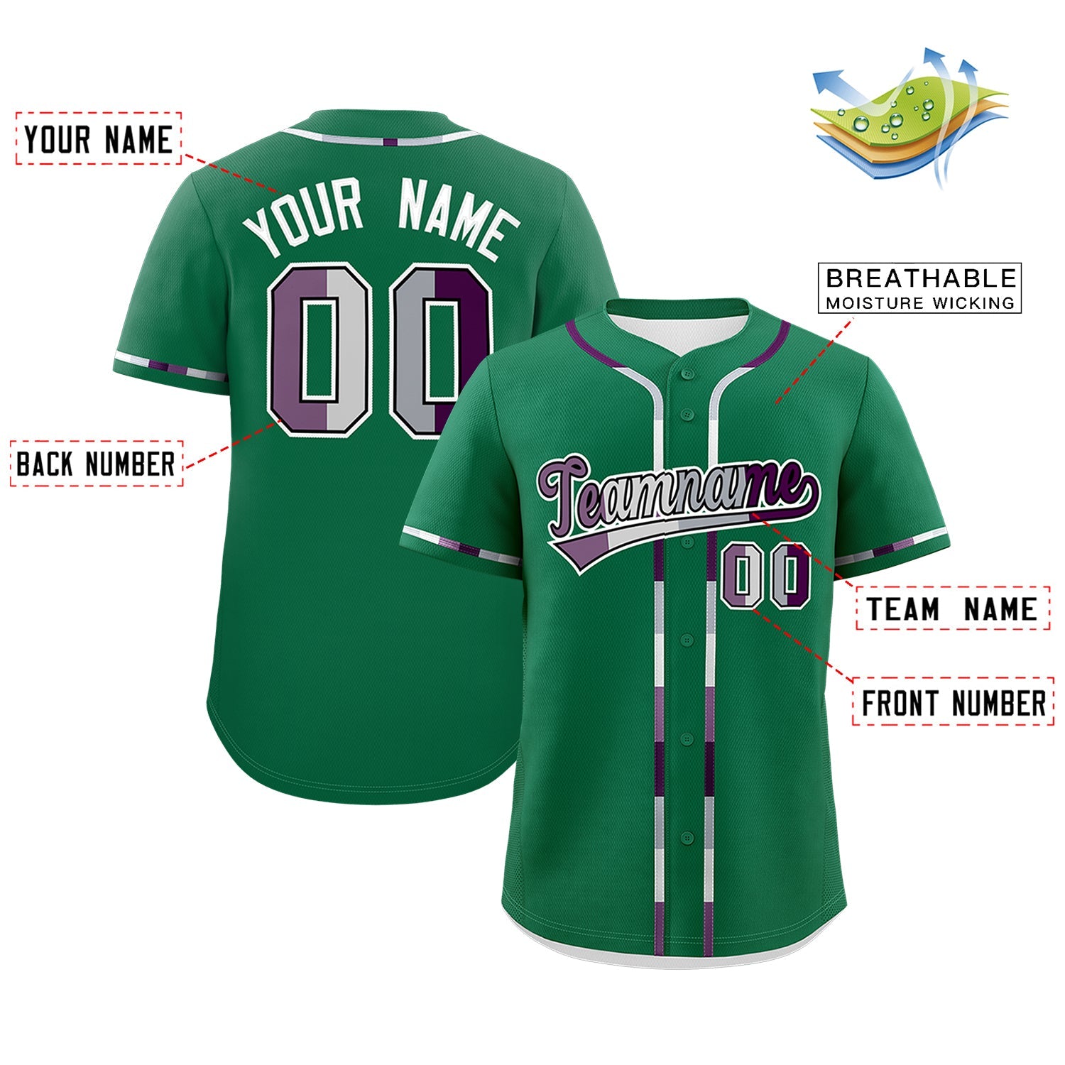 Custom Kelly Green Genderless For Pride Month Classic Style Baseball Jersey| KXKSHOP