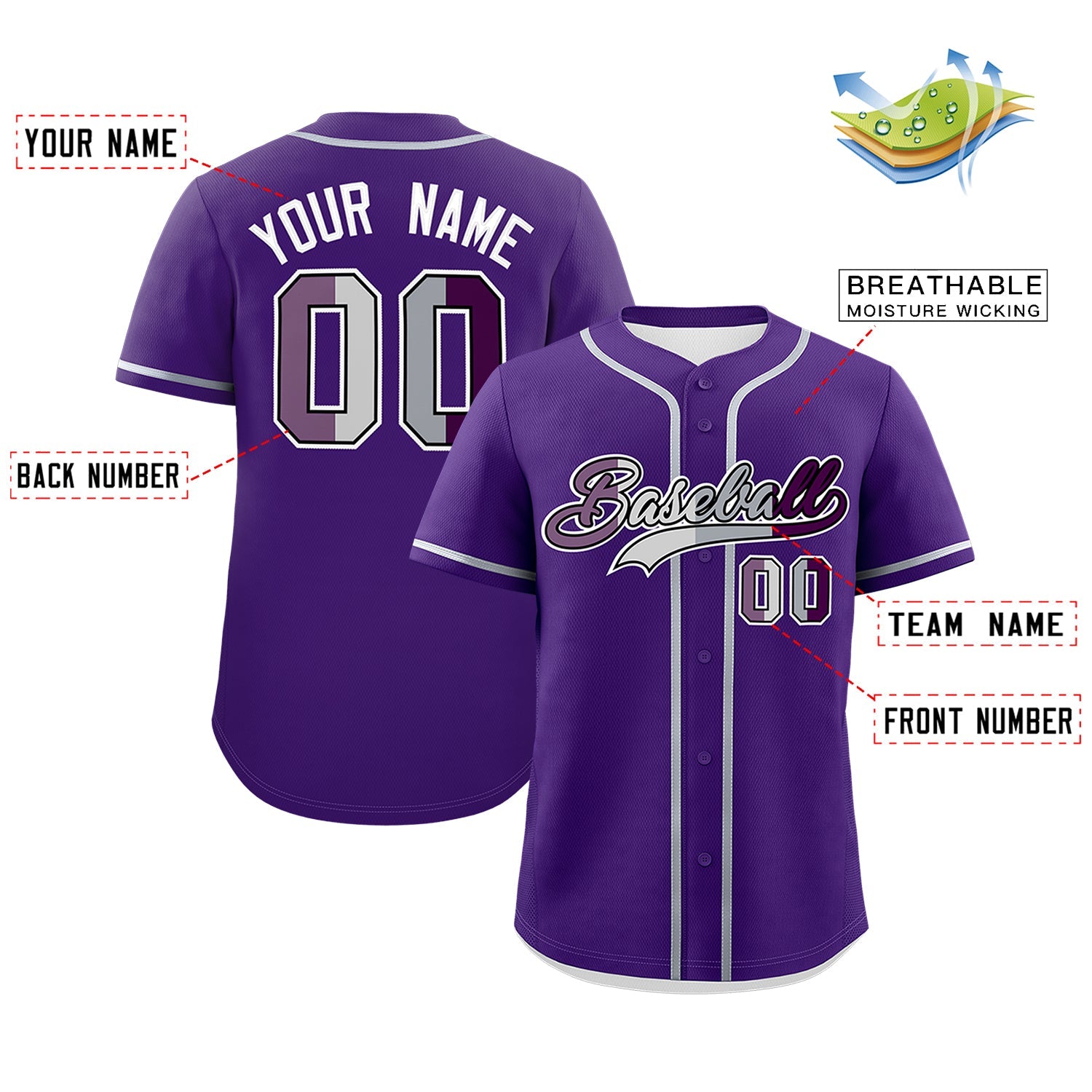 Custom Purple Gray White Genderless For Pride Month Classic Style Baseball Jersey| KXKSHOP