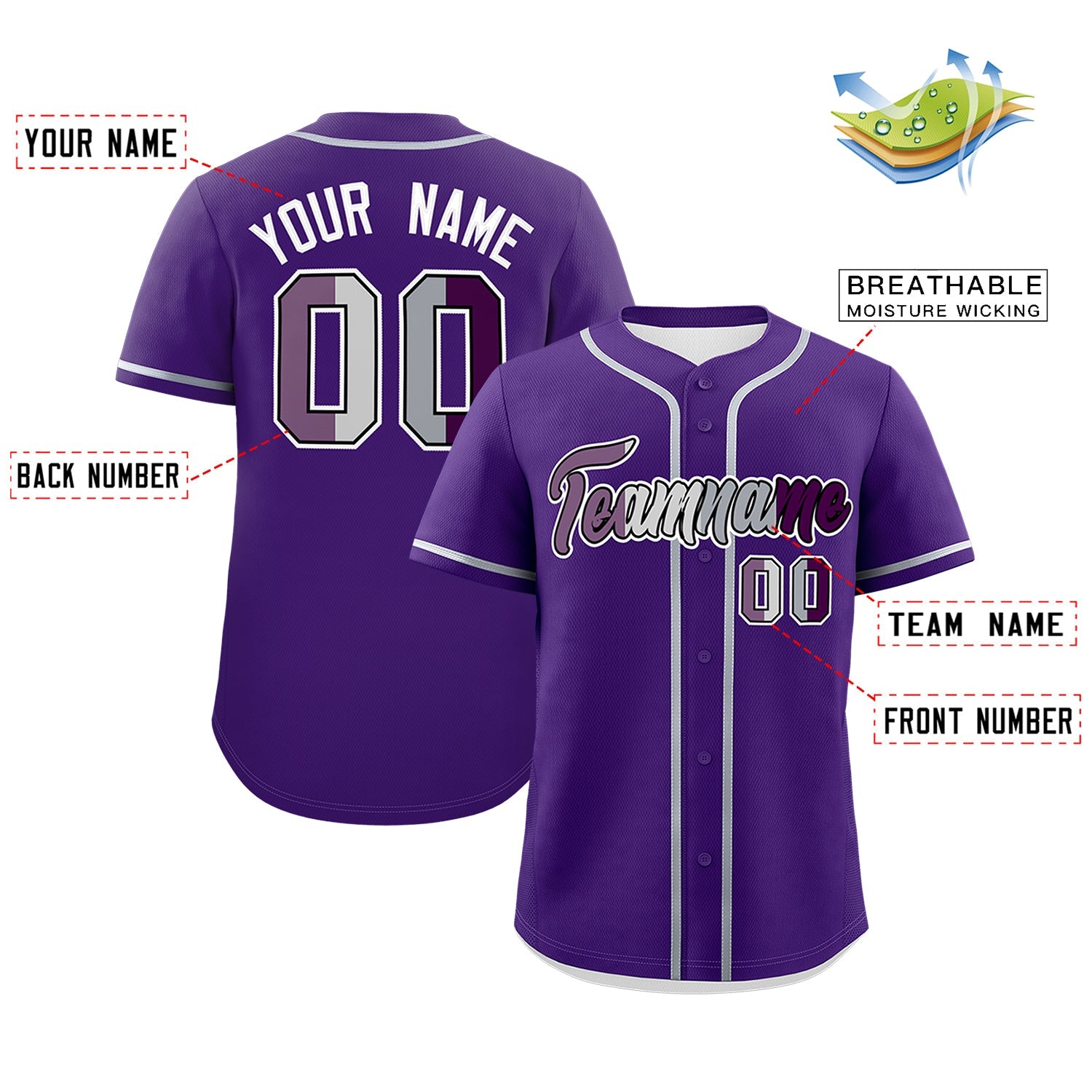 Custom Purple Gray White Genderless For Pride Month Classic Style Baseball Jersey| KXKSHOP