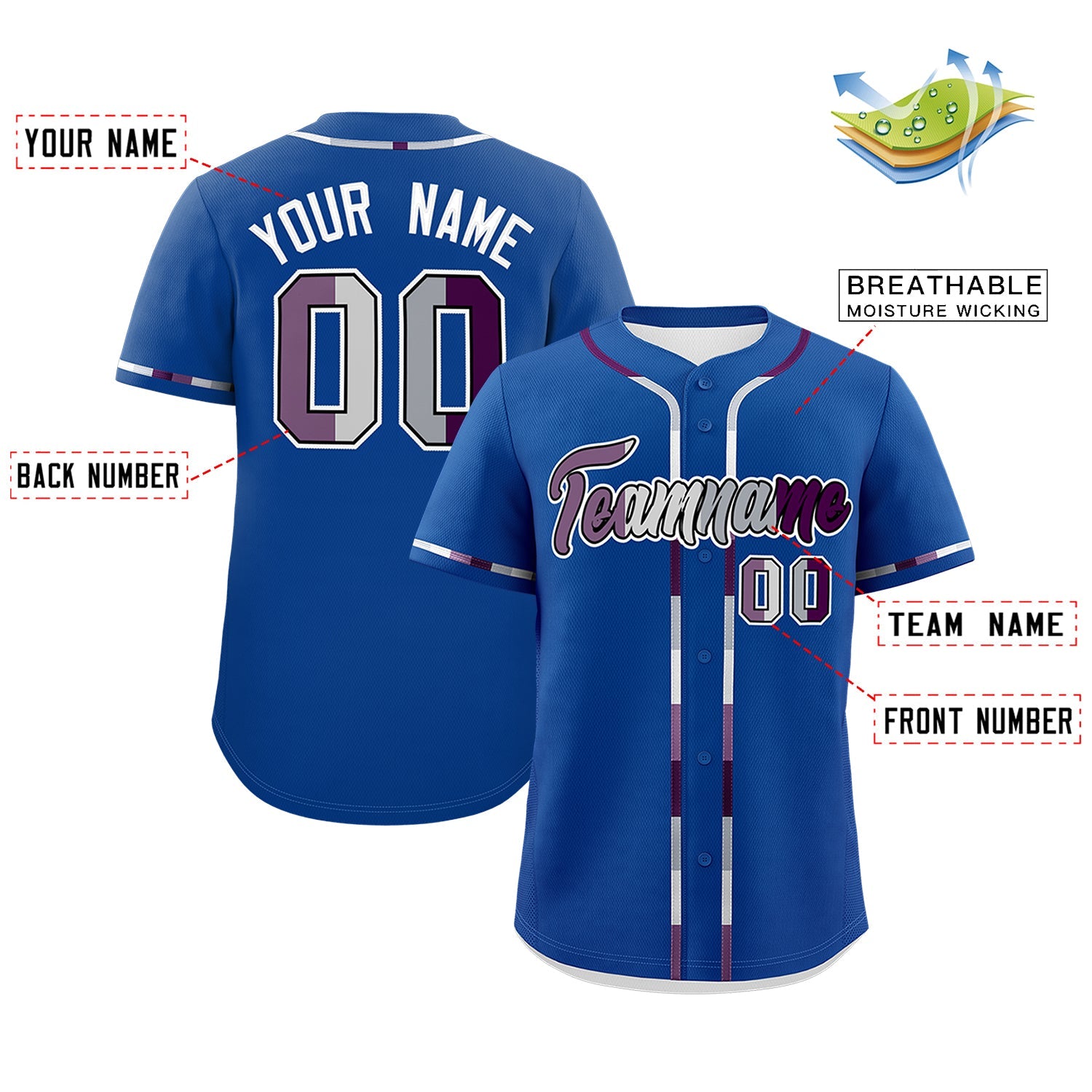Custom Royal Blue Genderless For Pride Month Classic Style Baseball Jersey| KXKSHOP