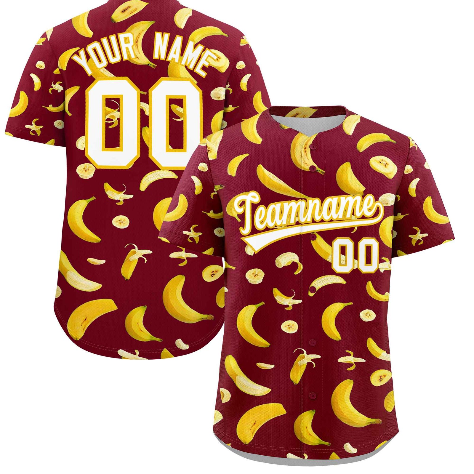 Custom Crimson Banana Graffiti Pattern Fashion Authentic Baseball Jersey | Graffiti Pattern | Embroidery&Dye-sublimation printing | KXKSHOP