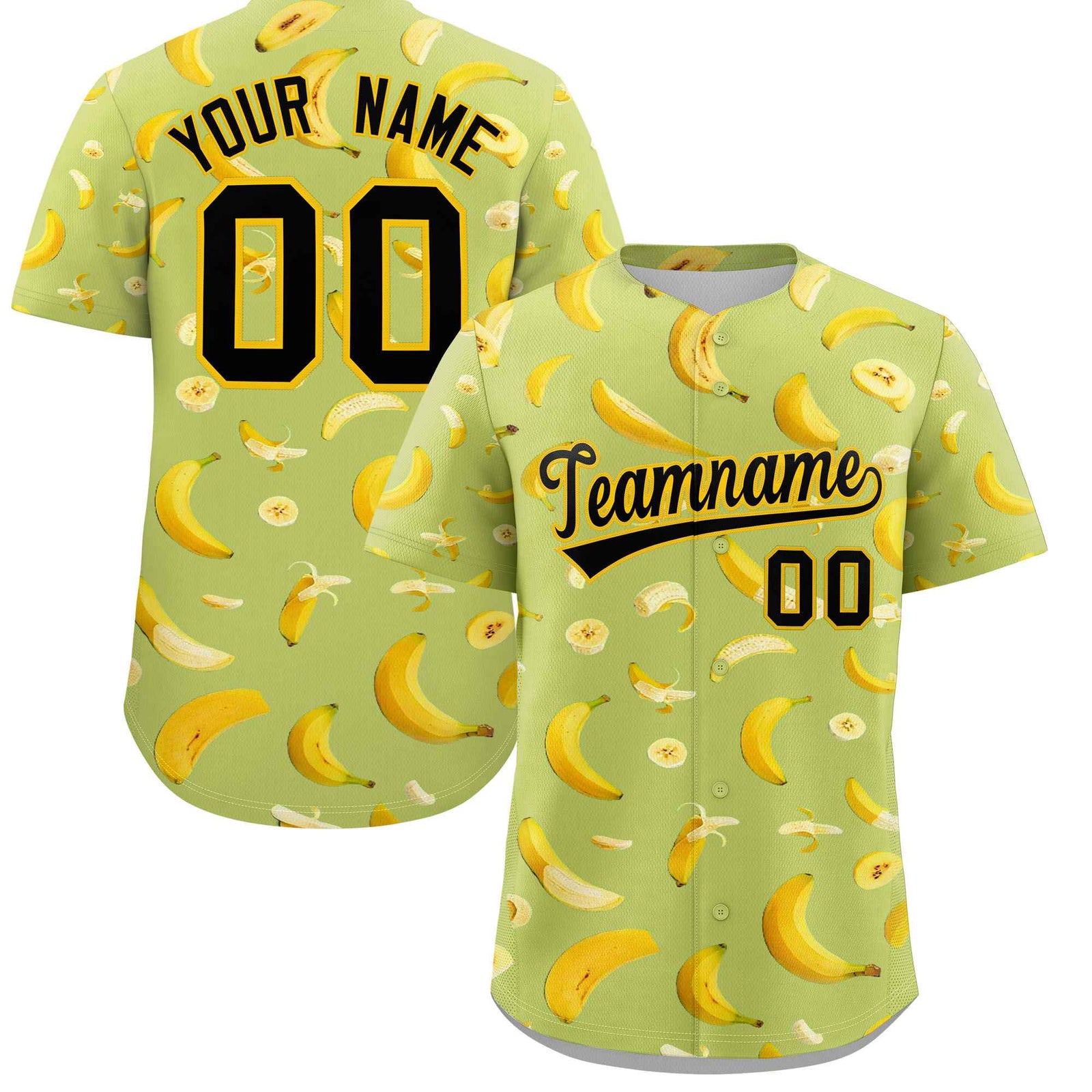 Custom Champagne Banana Graffiti Pattern Fashion Authentic Baseball Jersey | Graffiti Pattern | Embroidery&Dye-sublimation printing | KXKSHOP