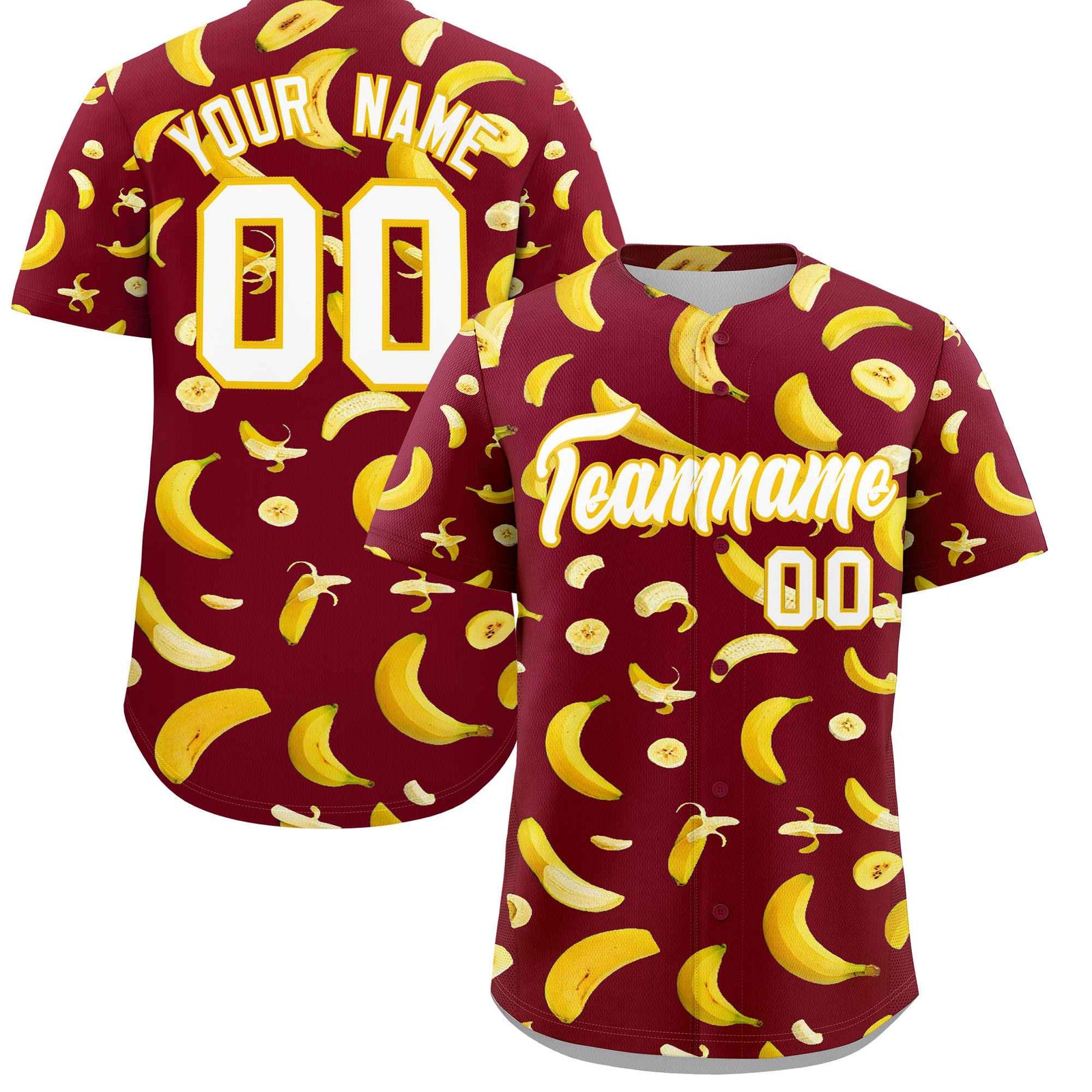 Custom Crimson Banana Graffiti Pattern Fashion Authentic Baseball Jersey | Graffiti Pattern | Embroidery&Dye-sublimation printing | KXKSHOP