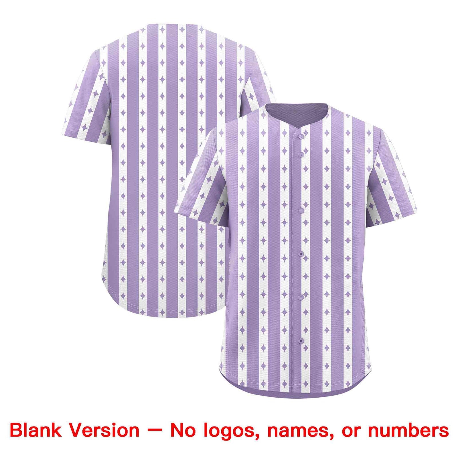 Custom Light Purple White Star Pattern Thick Stripes Baseball Jersey