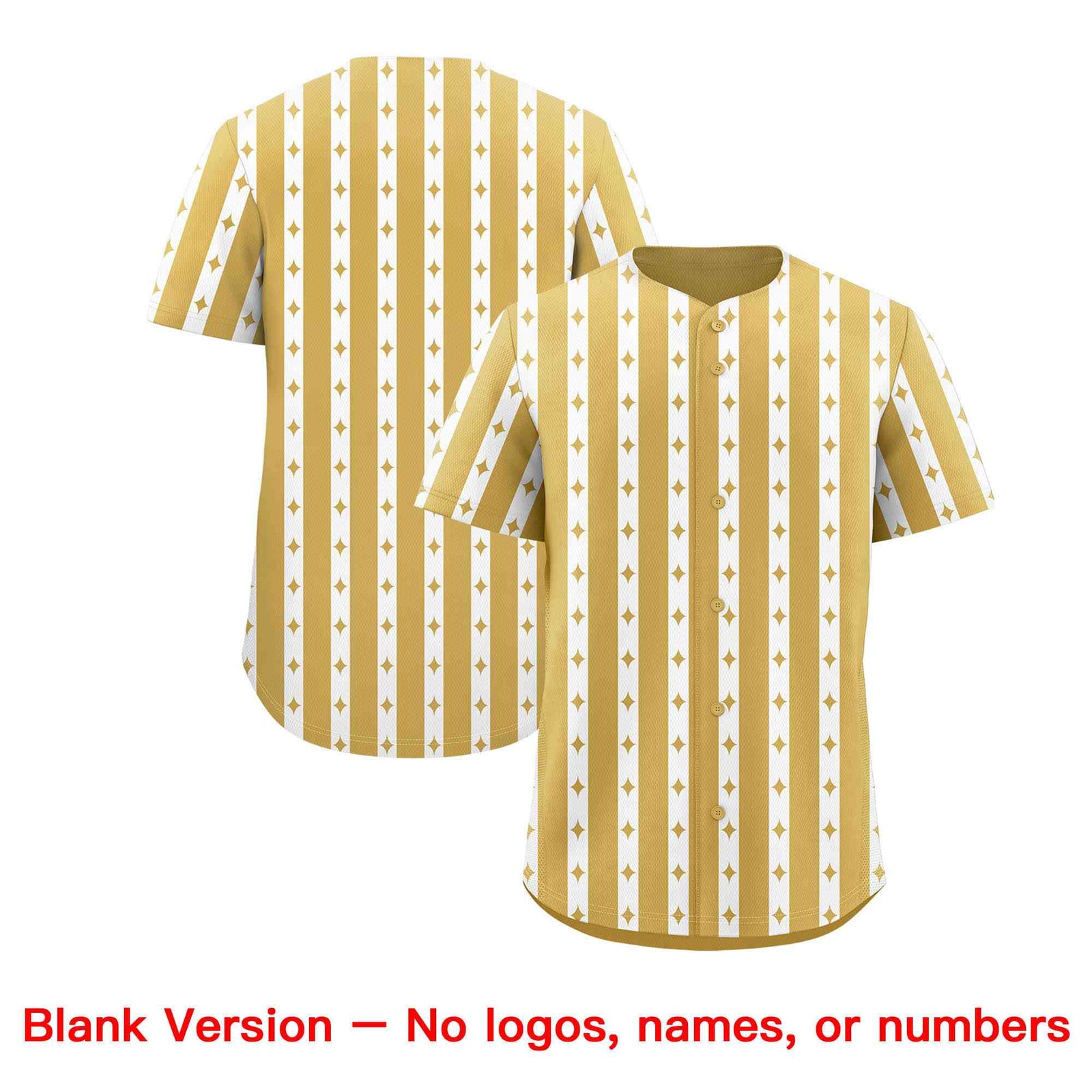 Custom Old Gold White Star Pattern Thick Stripes Baseball Jersey| KXKSHOP