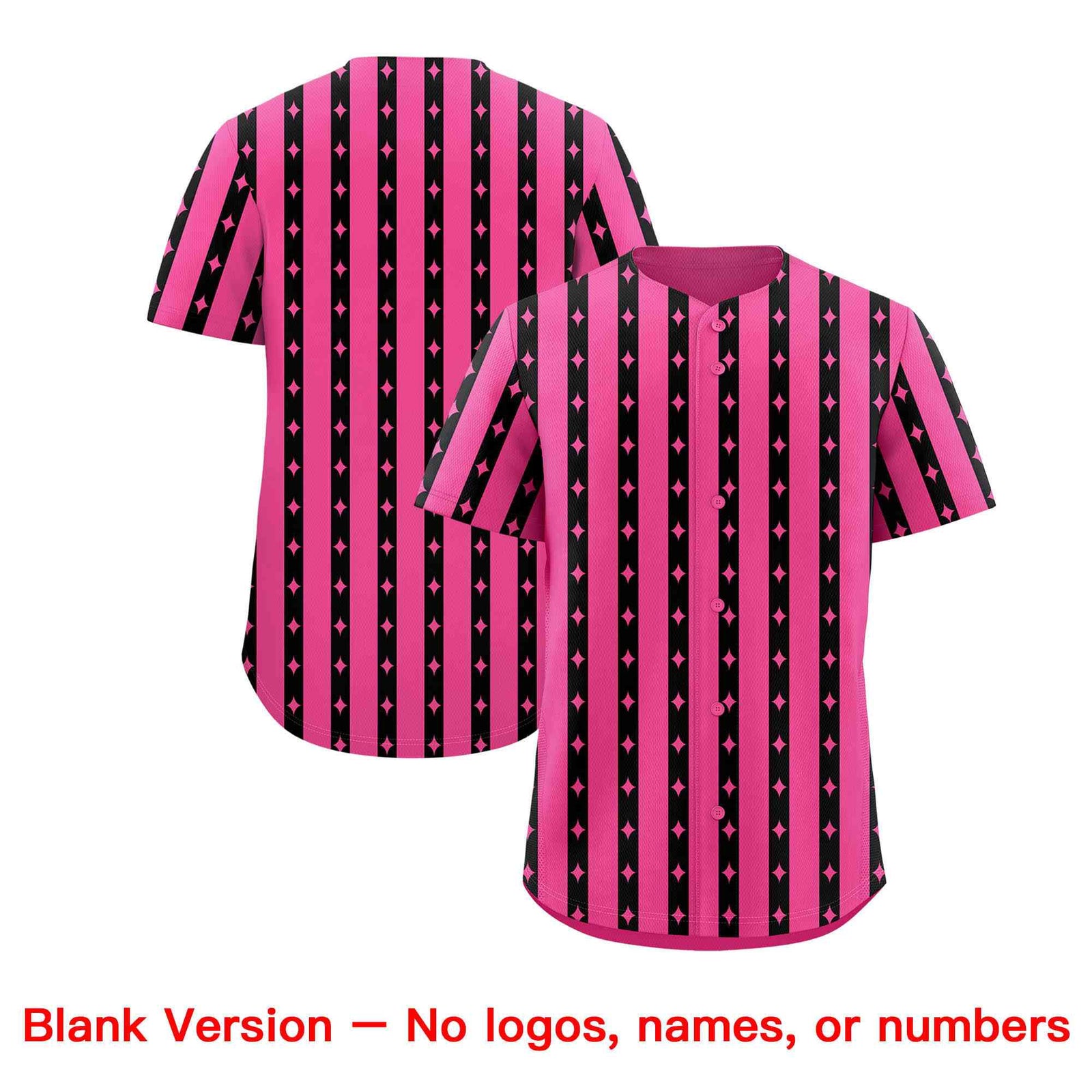 Custom Pink Black Star Pattern Thick Stripes Baseball Jersey| KXKSHOP