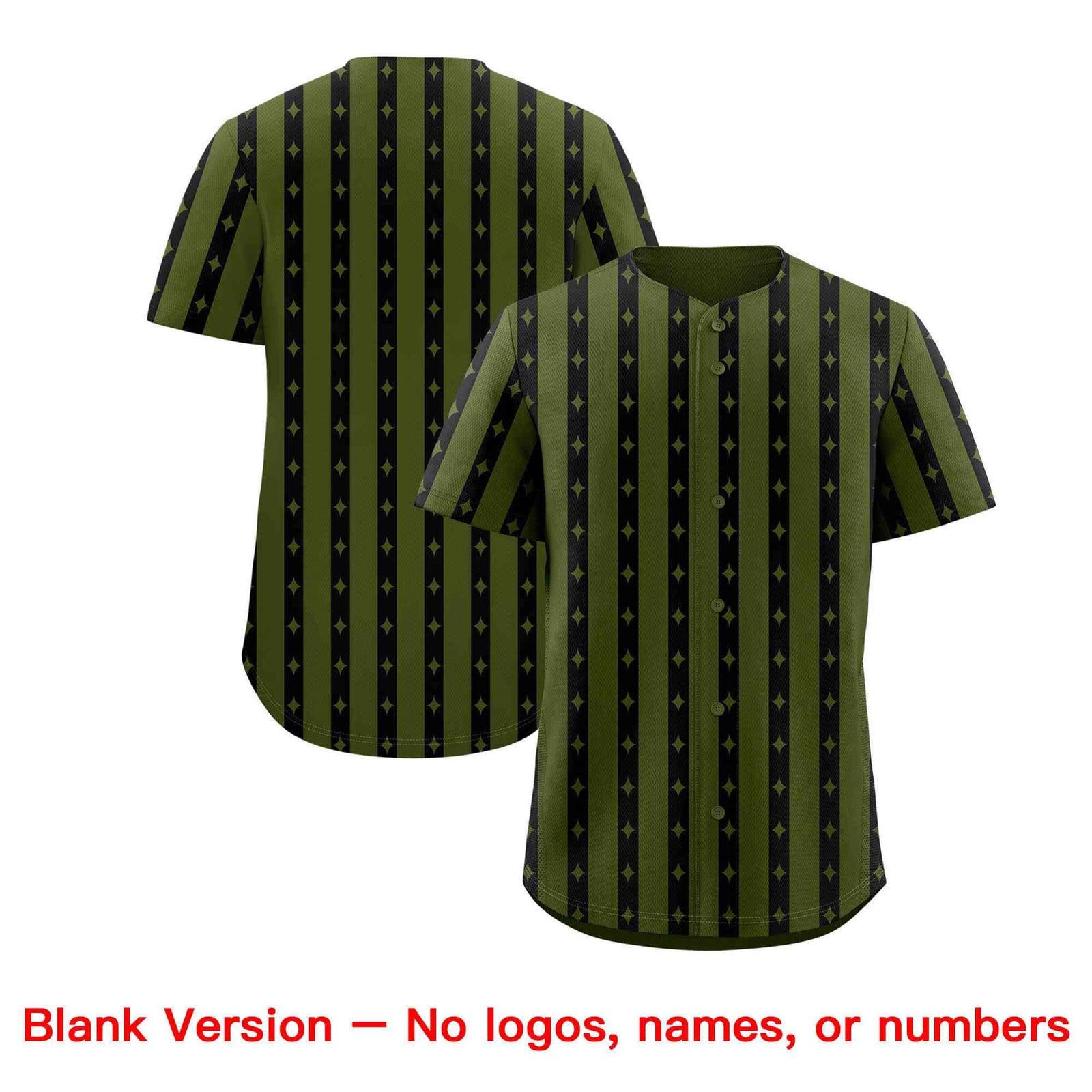 Custom Olive Black Star Pattern Thick Stripes Baseball Jersey| KXKSHOP