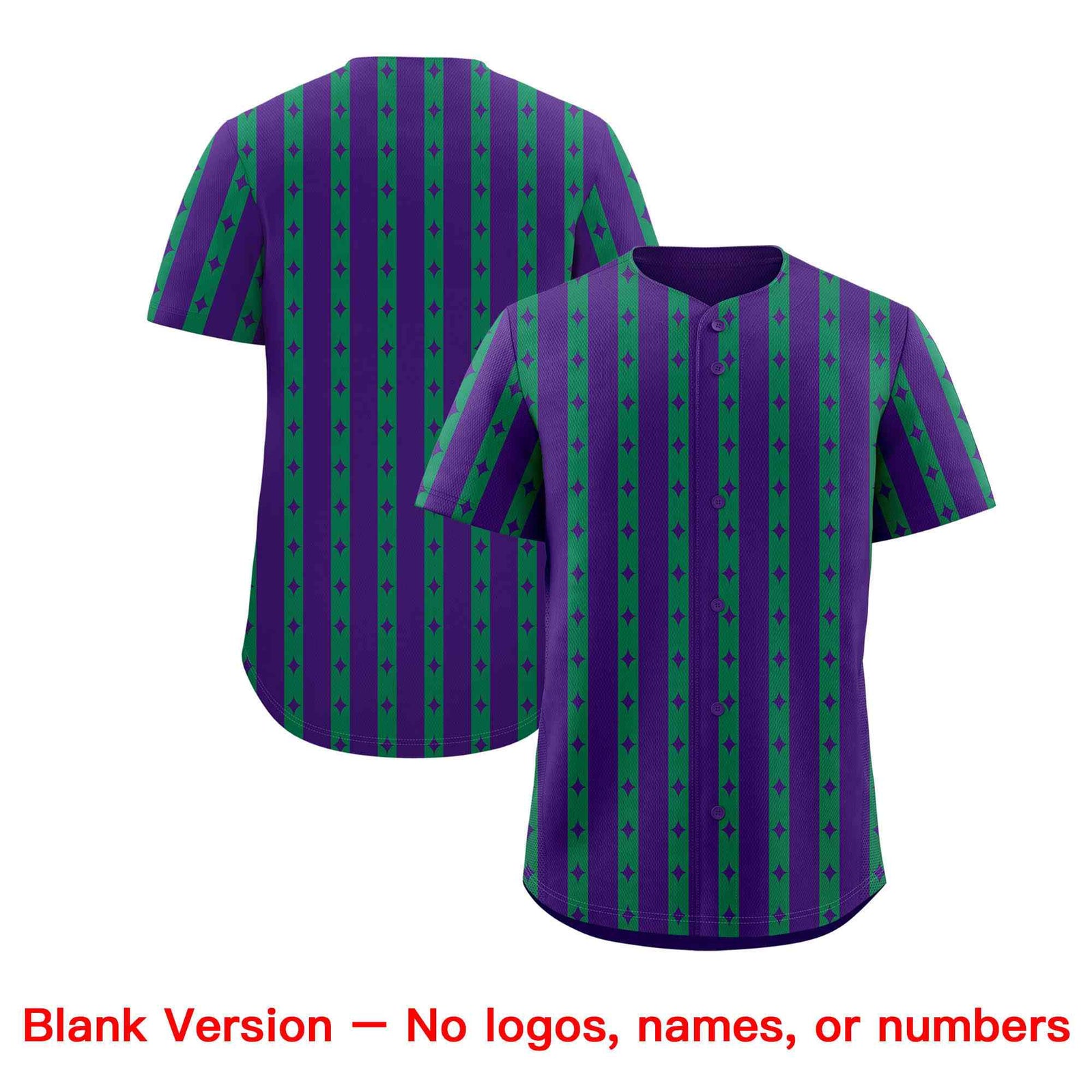 Custom Purple Kelly Green Star Pattern Thick Stripes Baseball Jersey| KXKSHOP