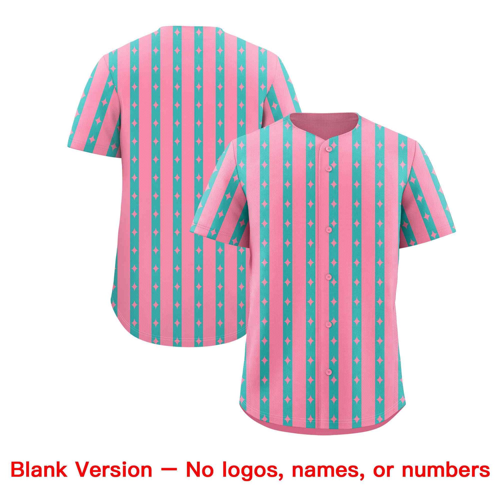 Custom Light Pink Teal Star Pattern Thick Stripes Baseball Jersey| KXKSHOP