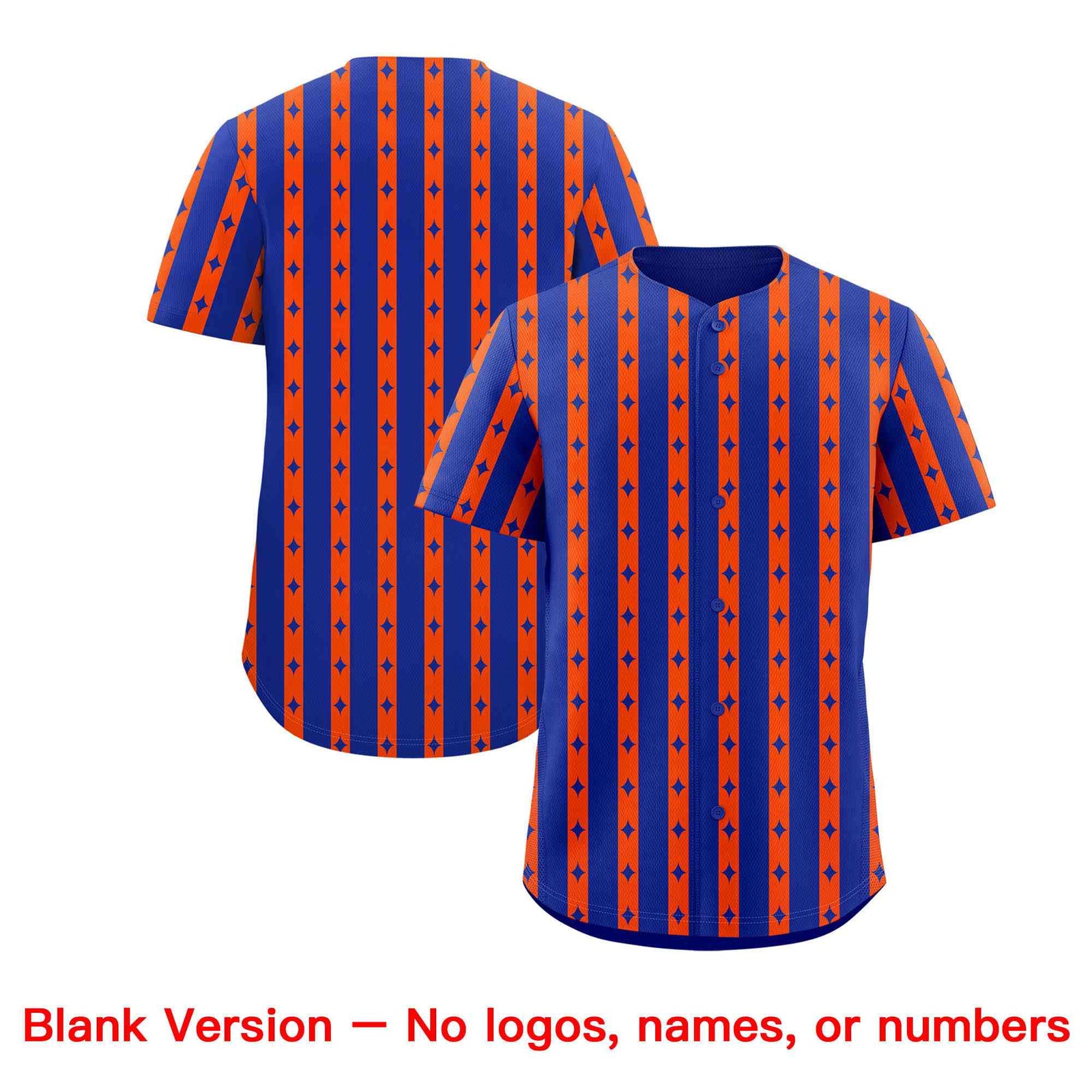 Custom Royal Blue Orange Star Pattern Thick Stripes Baseball Jersey| KXKSHOP