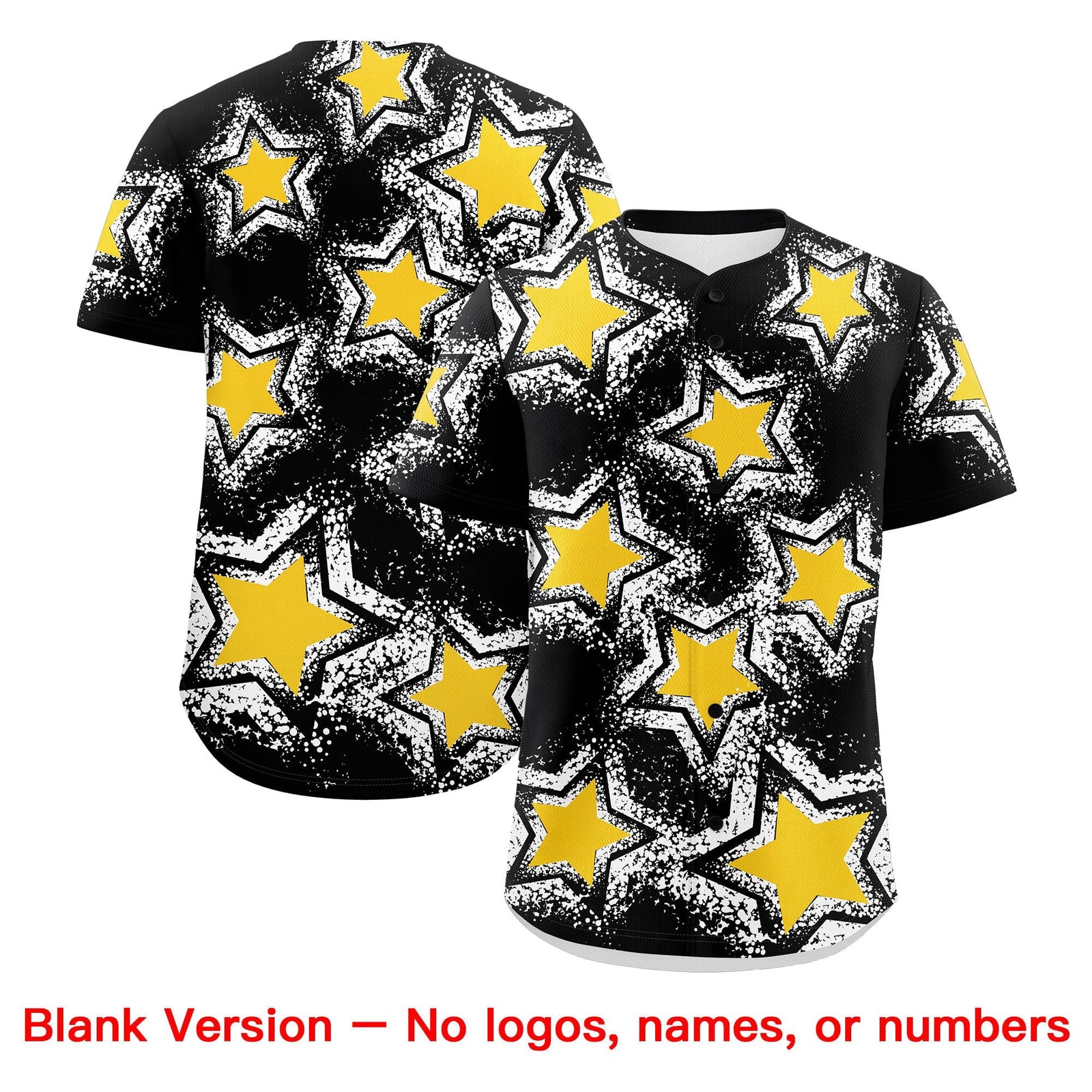 Custom Black Gold White Star Graffiti Team Baseball Jerseys With Custom Names, Numbers & Logos Lightweight Baseball Jersey| KXKSHOP
