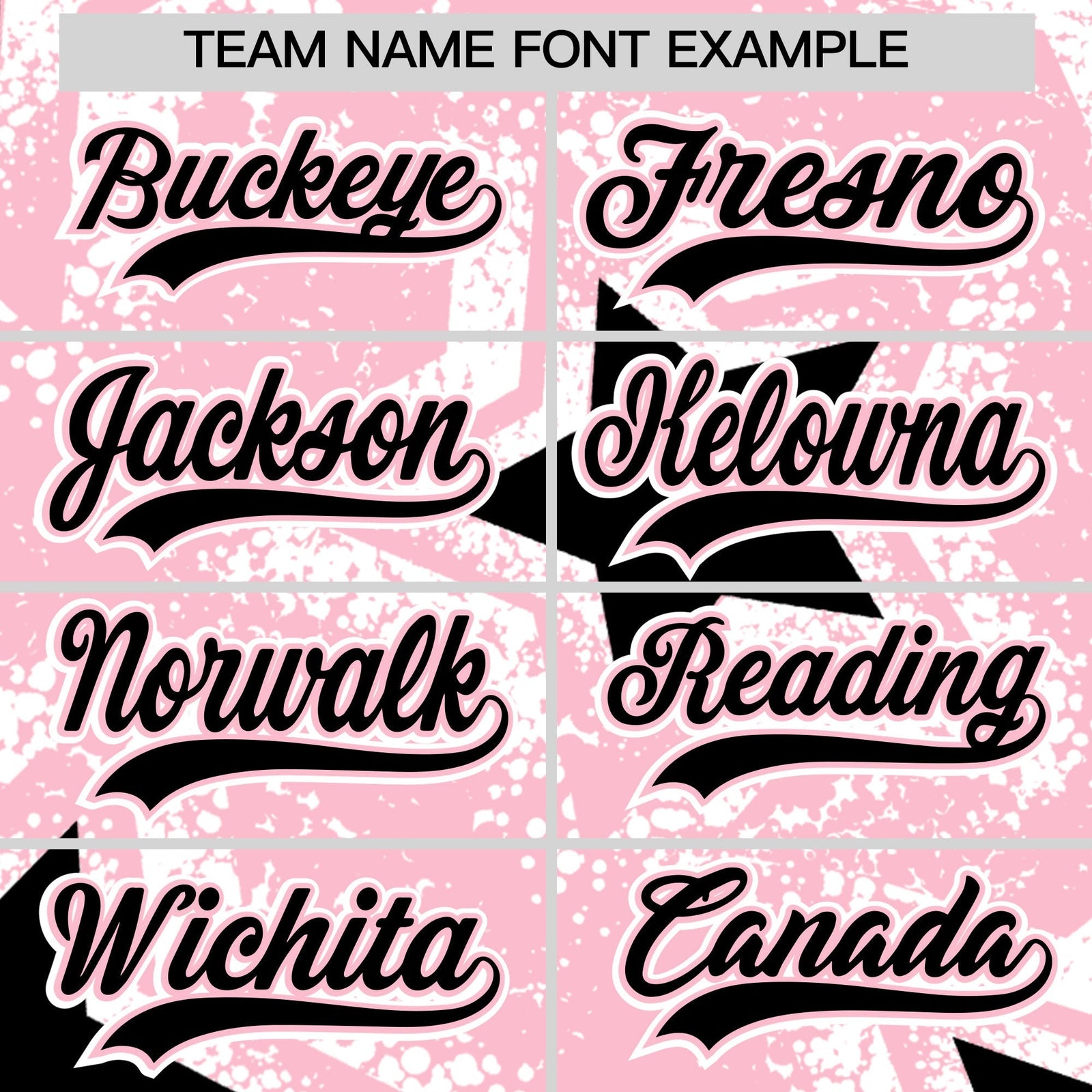 Custom Light Pink White Black Star Graffiti Team Baseball Jerseys With Custom Names, Numbers & Logos Stretch Fabric Baseball Jersey| KXKSHOP