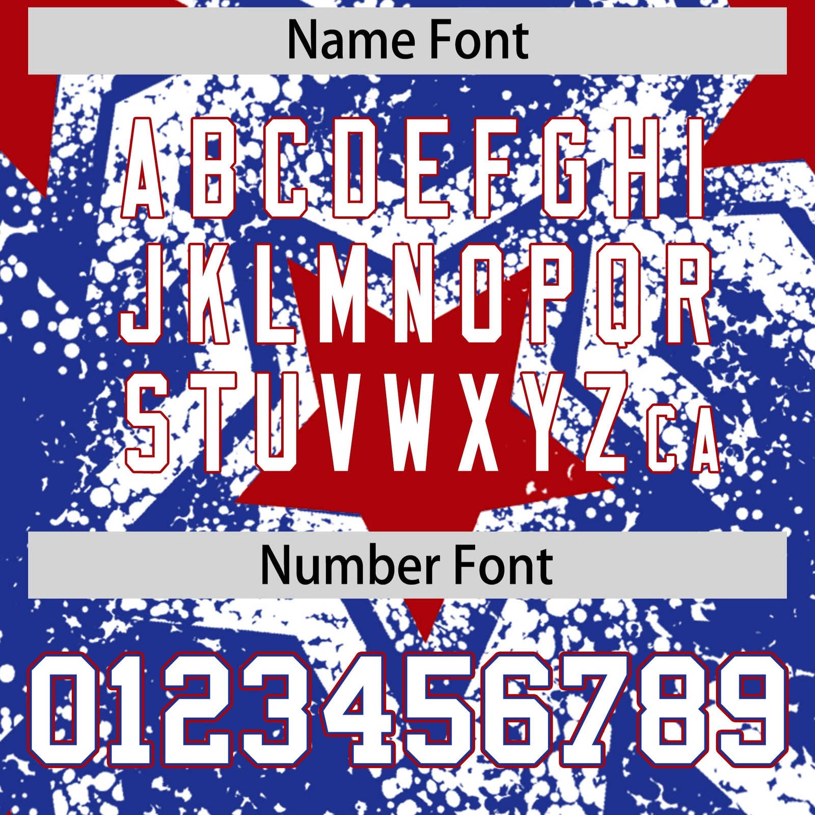 Custom Royal Blue White Red Star Graffiti Team Baseball Jerseys With Custom Names, Numbers & Logos Stretch Fabric Baseball Jersey| KXKSHOP