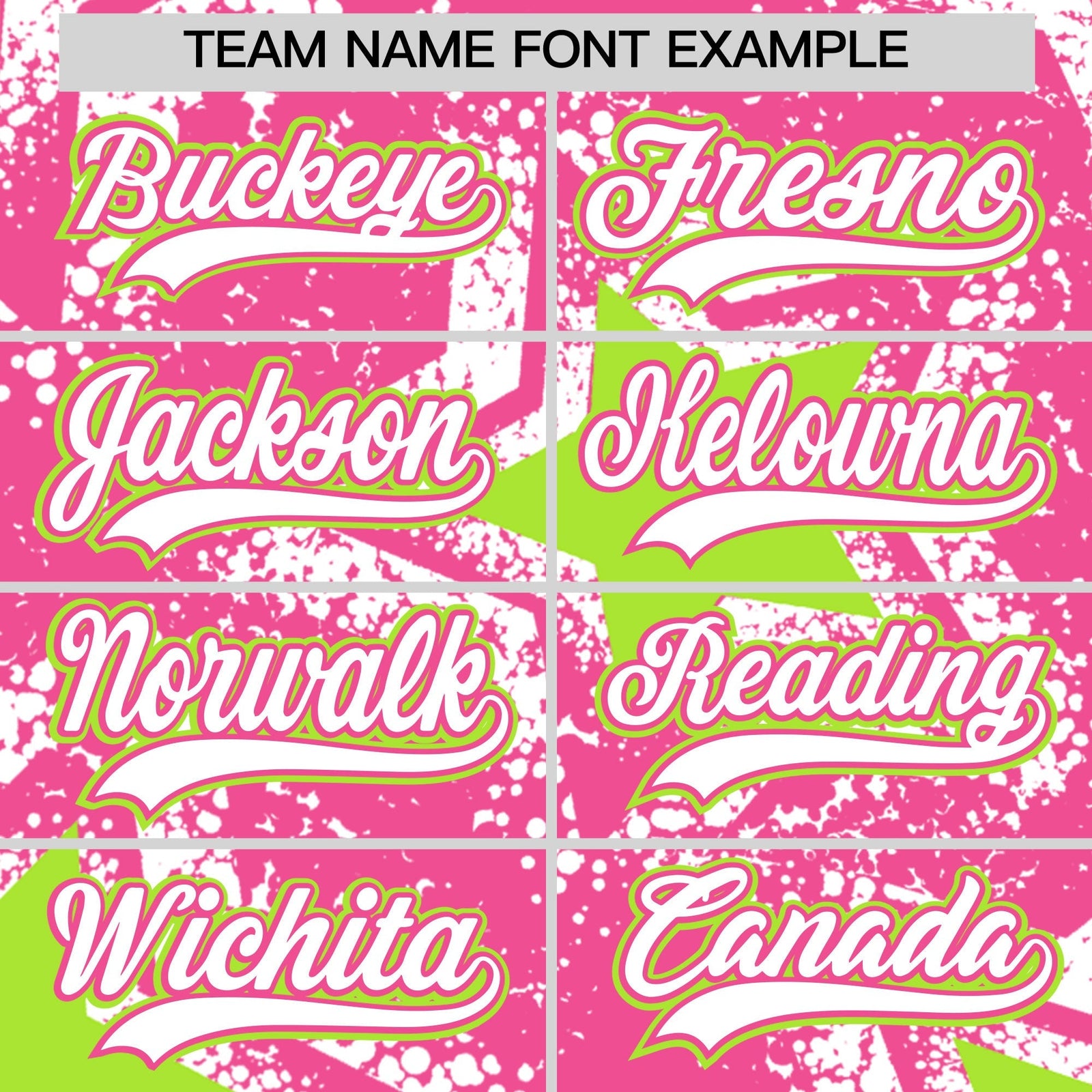 Custom Pink White Neon Green Star Graffiti Team Baseball Jerseys With Custom Names, Numbers & Logos Lightweight Baseball Jersey| KXKSHOP